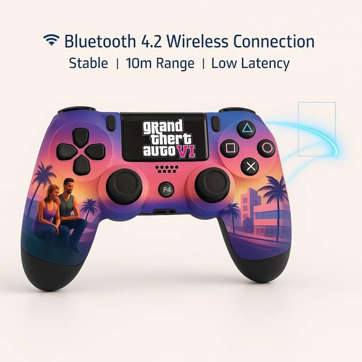 Image of Maizic Smarthome Funetic GTA 6 Themed Bluetooth Wireless P4 Gaming Controller For PS4 /PS4 Pro /PS4 NA GB