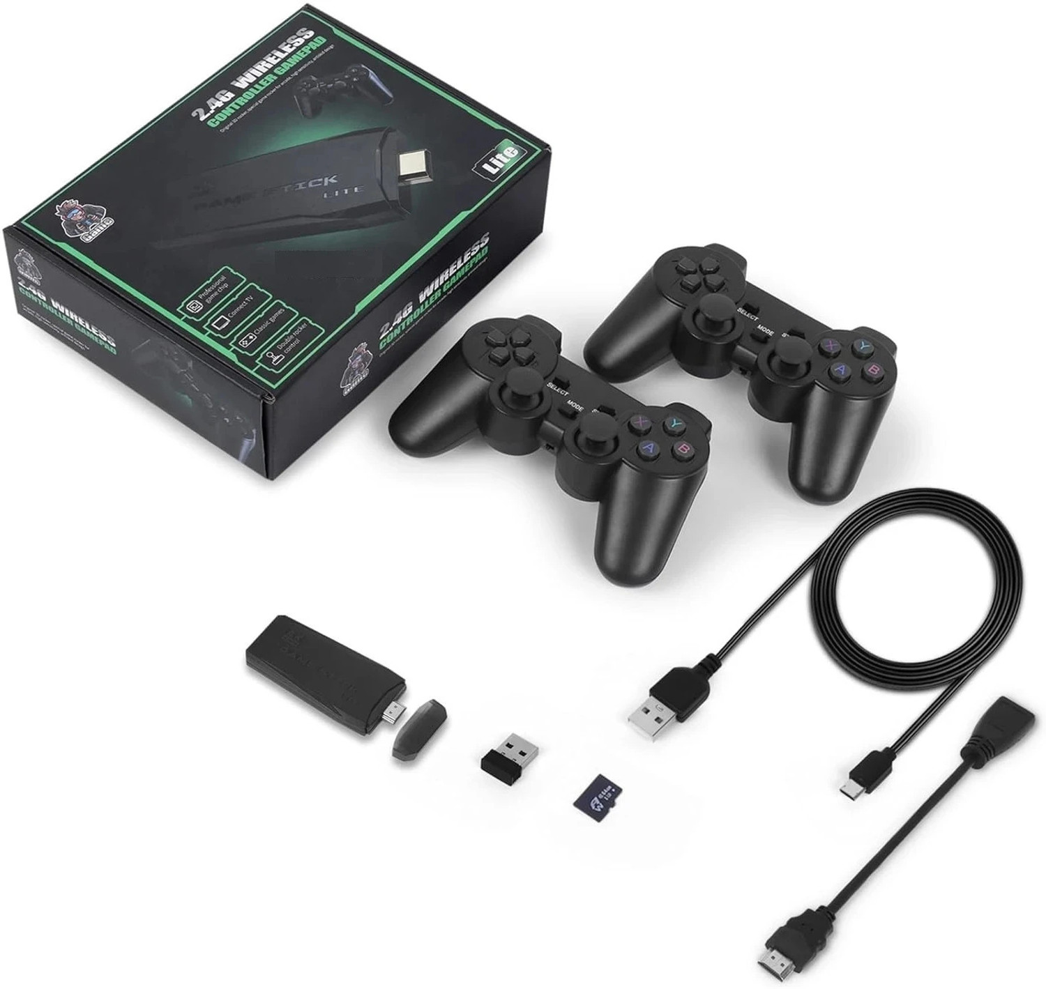 Image of HG WORLD M8 Retro Game Stick Console 2.4G Dual Wireless Gamepad 64 GB with Plug & Play, Revisit Childhood,Retro Game Box (Best Gift & Fun) for All Ages 64 GB with Full HD HDMI Output 9 Emulator, Video Games for Tv, Gaming Console
