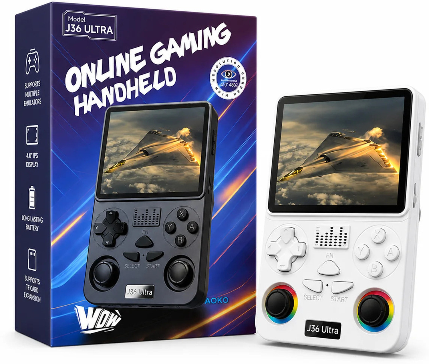 Image of NRJI R36 Ultra X Retro Video Game Console with 4.5 Inch HD Screen 64 GB with ALL GAMES (Multicolor)