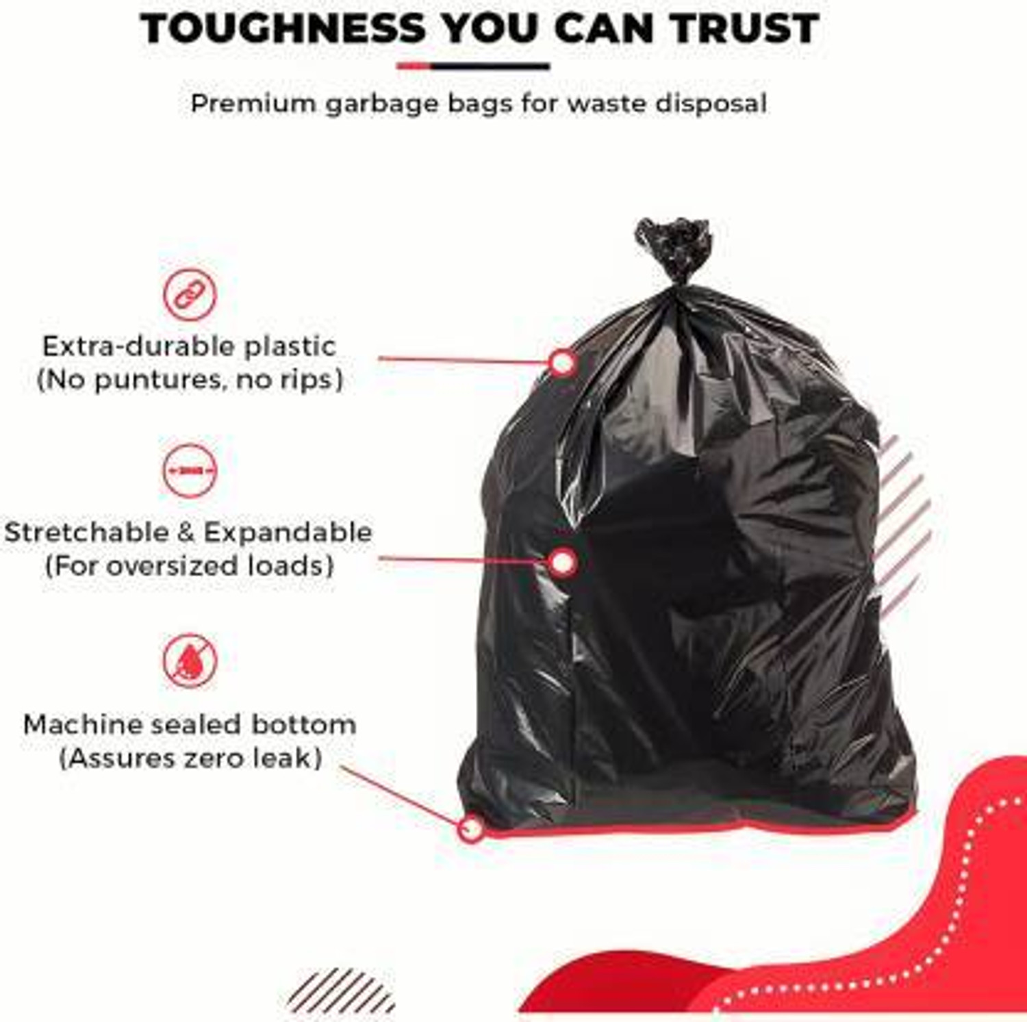 Image of krishna international Oxo-Biodegradable Black Garbage Bag Large 20 L Garbage Bag Pack Of 240