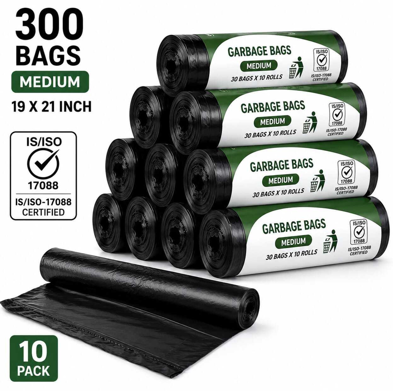 Image of SEVENTEENSTITCH Garbage Bags /Dustbin Bags /Trash Bags Medium 15 L Garbage Bag Pack Of 300