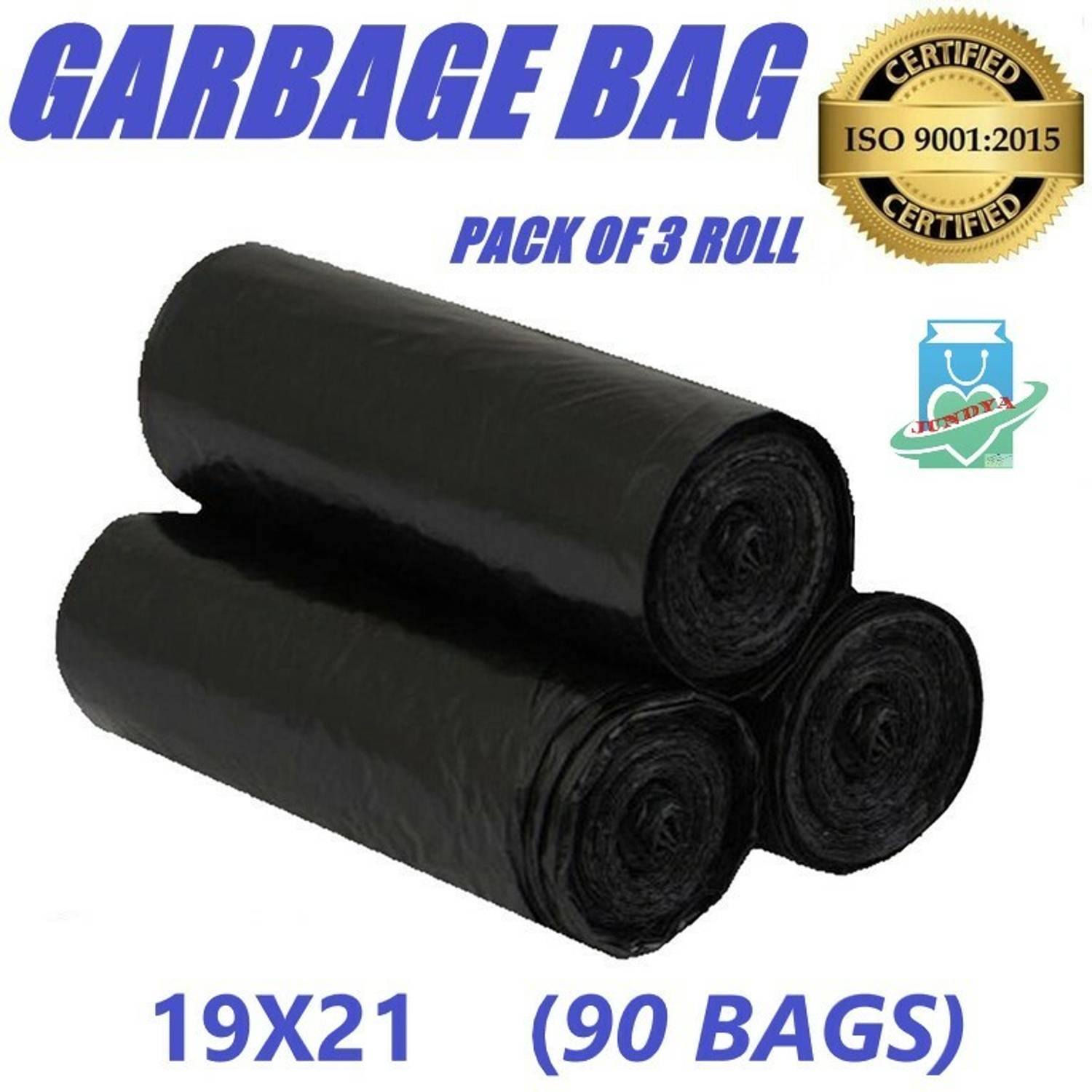 JUNDYA Biodegradable Black Garbage Bag -19x21(3X30=90 Pcs)Medium 12 L Garbage Bag Medium 12 L Garbage Bag Pack Of 90