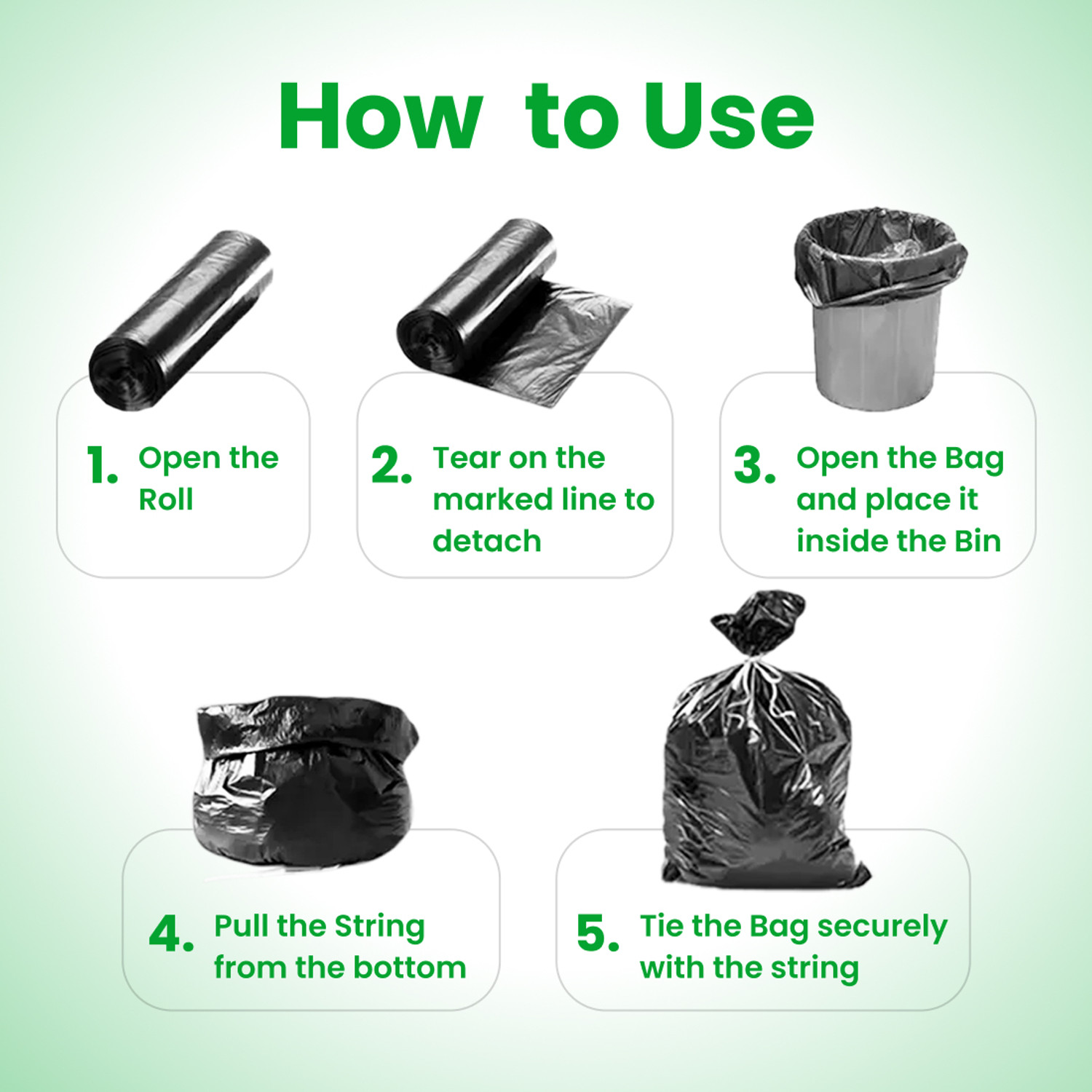Image of EcoBin Eco-Friendly Medium Garbage Bags: 19 inchx21 inch, 180 Bags (6 Rolls) for Home /Office Medium 8 L Garbage Bag Pack Of 6