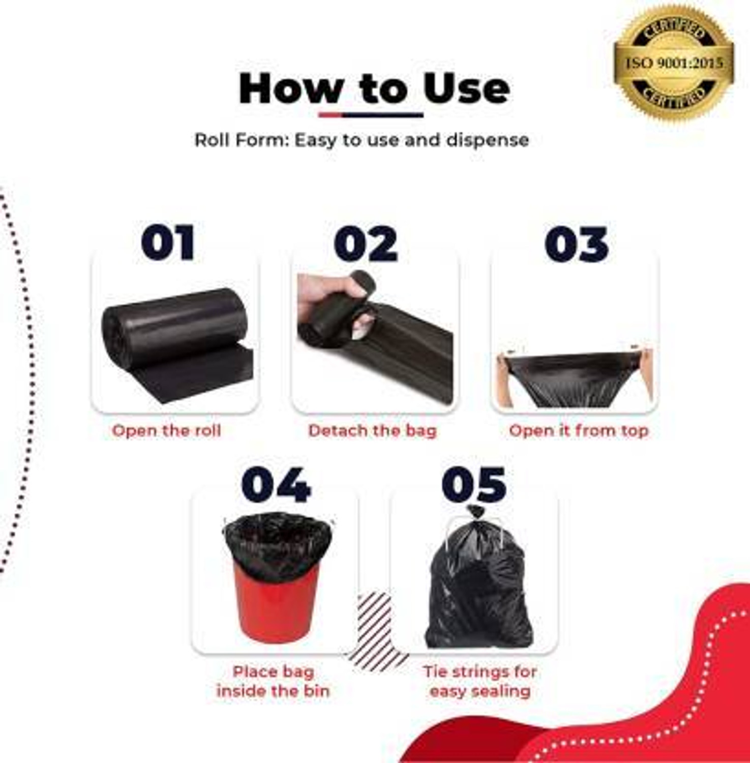 Image of krishna international Oxo-Biodegradable Black Garbage Bag Large 20 L Garbage Bag Pack Of 240