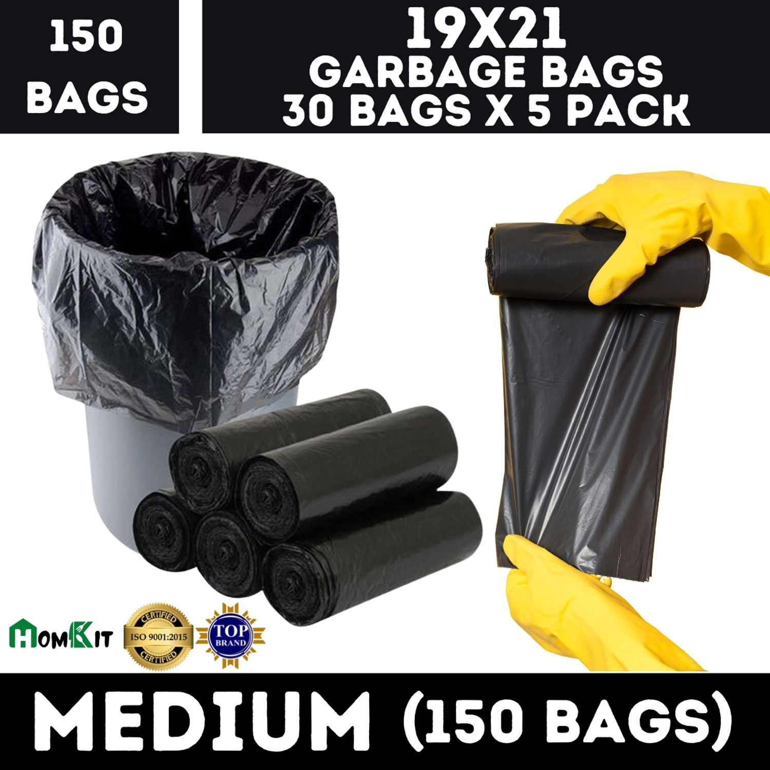 Image of HOMKIT Daily Useful Compostable Biodegradable Garbage Medium 15 L Garbage Bag Pack Of 150