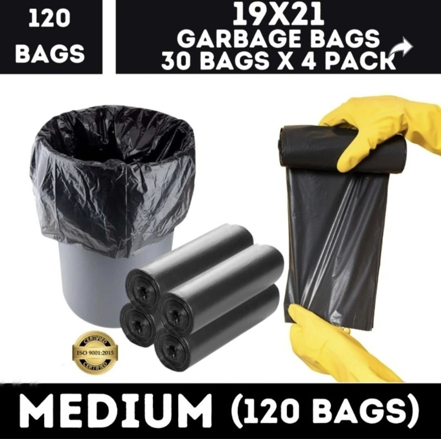Image of BLOOMWELL biodegradable Black Garbage Bags Medium 4 L Garbage Bag (120Bag )