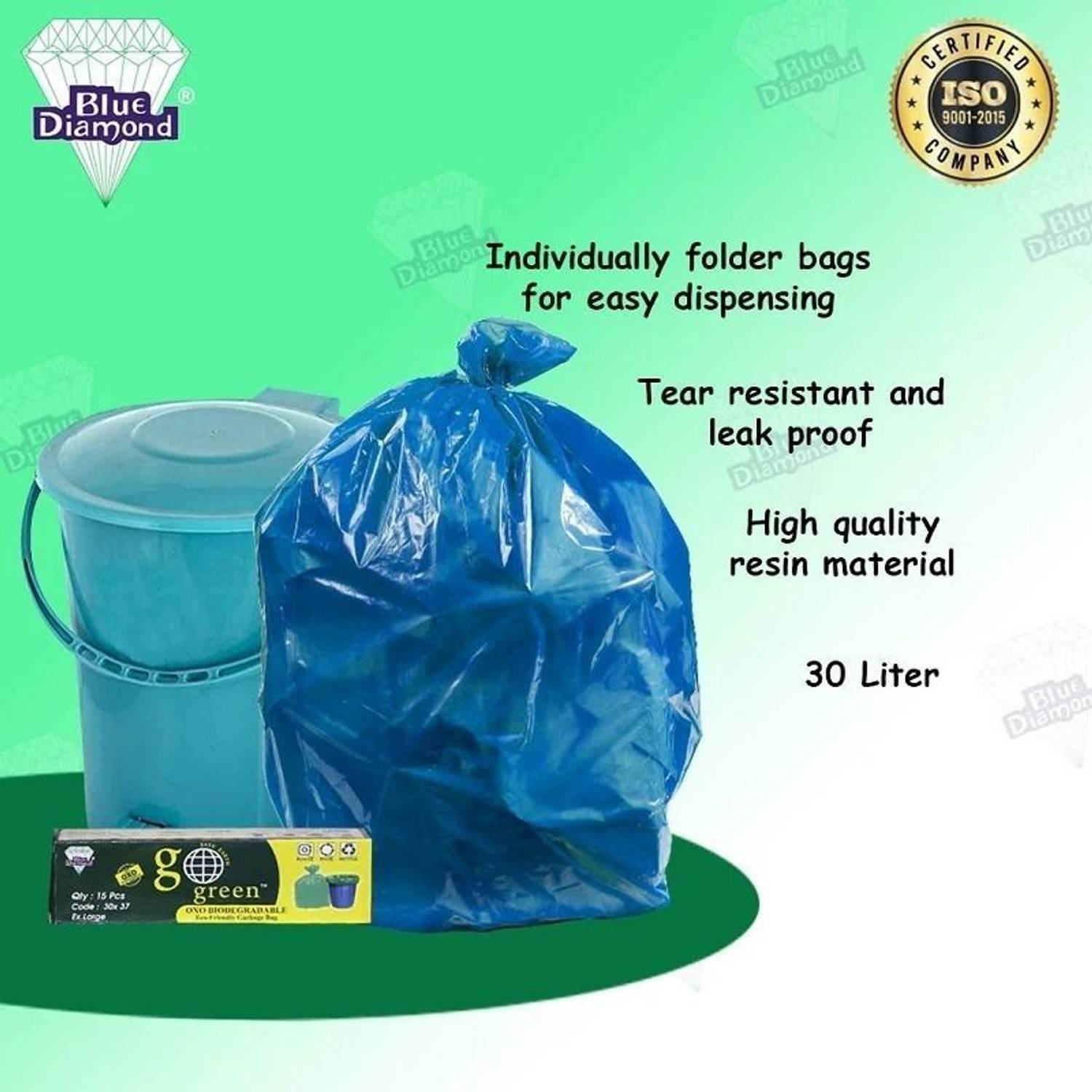 Blue Diamond Garbage bags Medium size blue for home Oxo Biodegradeable 30 Litre 30Bags Medium 30 L Garbage Bag  Pack Of 30