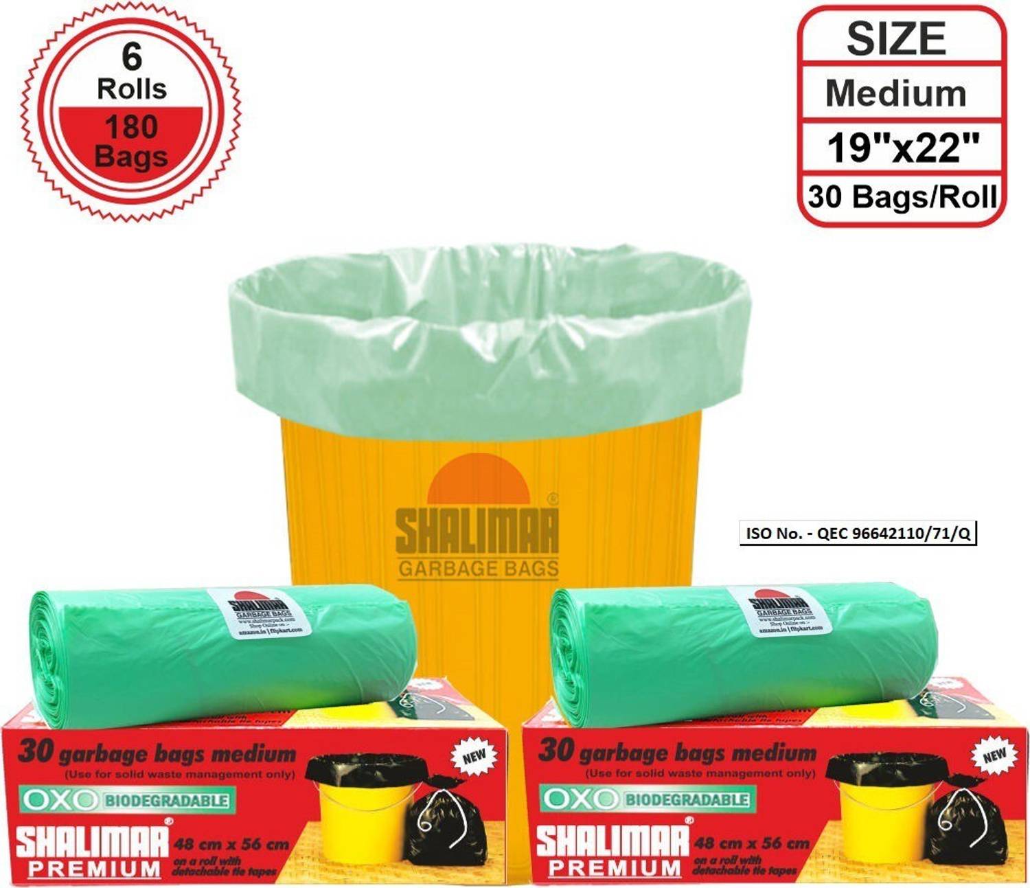 HouseOfCommon E_6R_Green_180(units) Medium 30-35 L Garbage Bag  Pack Of 180
