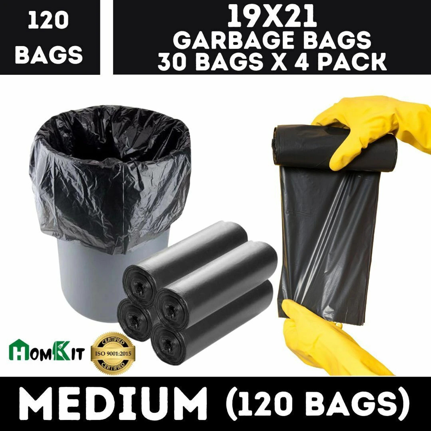 Image of CartVallue Black Garbage Medium 15 L Garbage Bag Pack Of 120