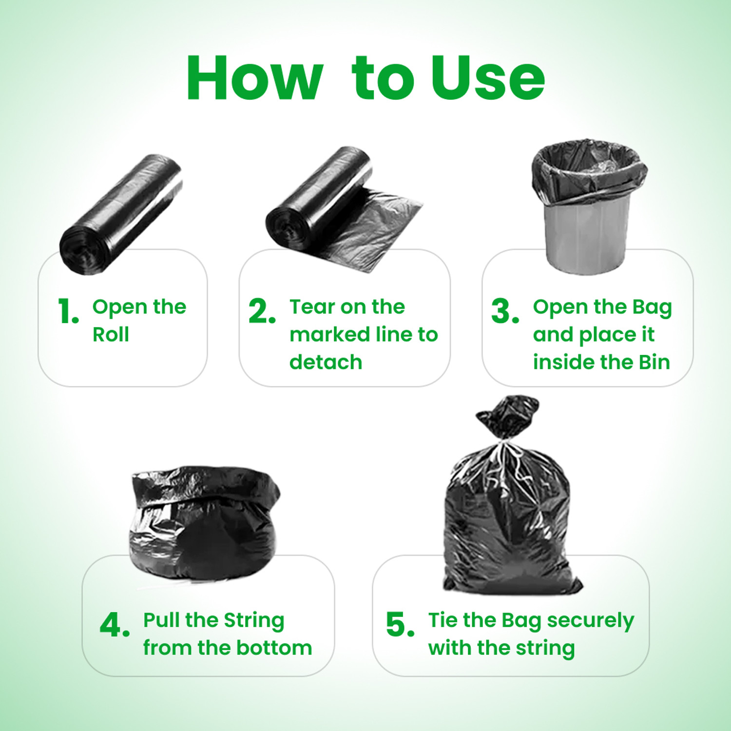 Image of EcoBin Eco-Friendly Medium Garbage Bags: 19 inchx21 inch, 90 Bags (3 Rolls) for Home /Office Medium 8 L Garbage Bag Pack Of 3