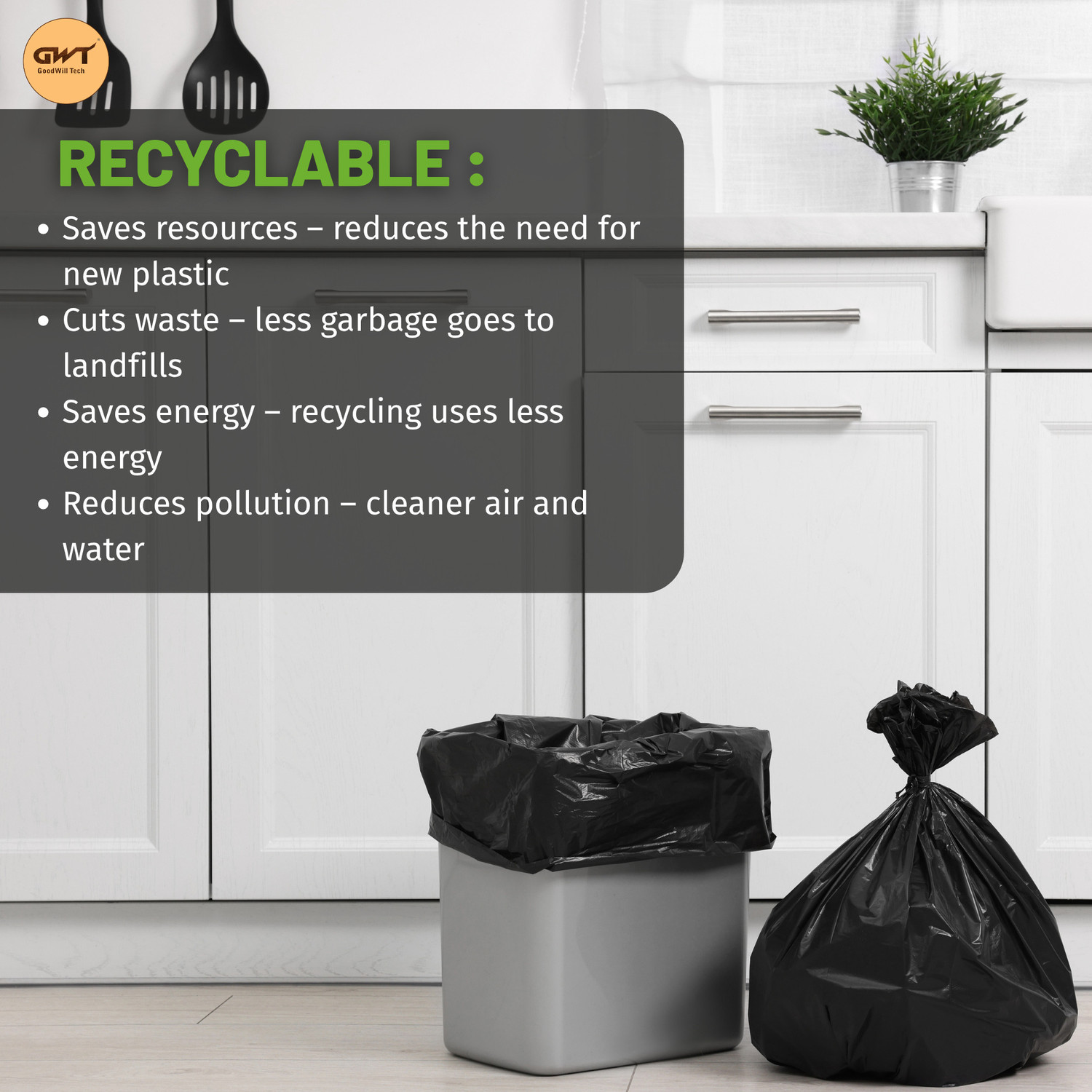 Image of BLOOMWELL biodegradable Black Garbage Bags Medium 4 L Garbage Bag (120Bag )