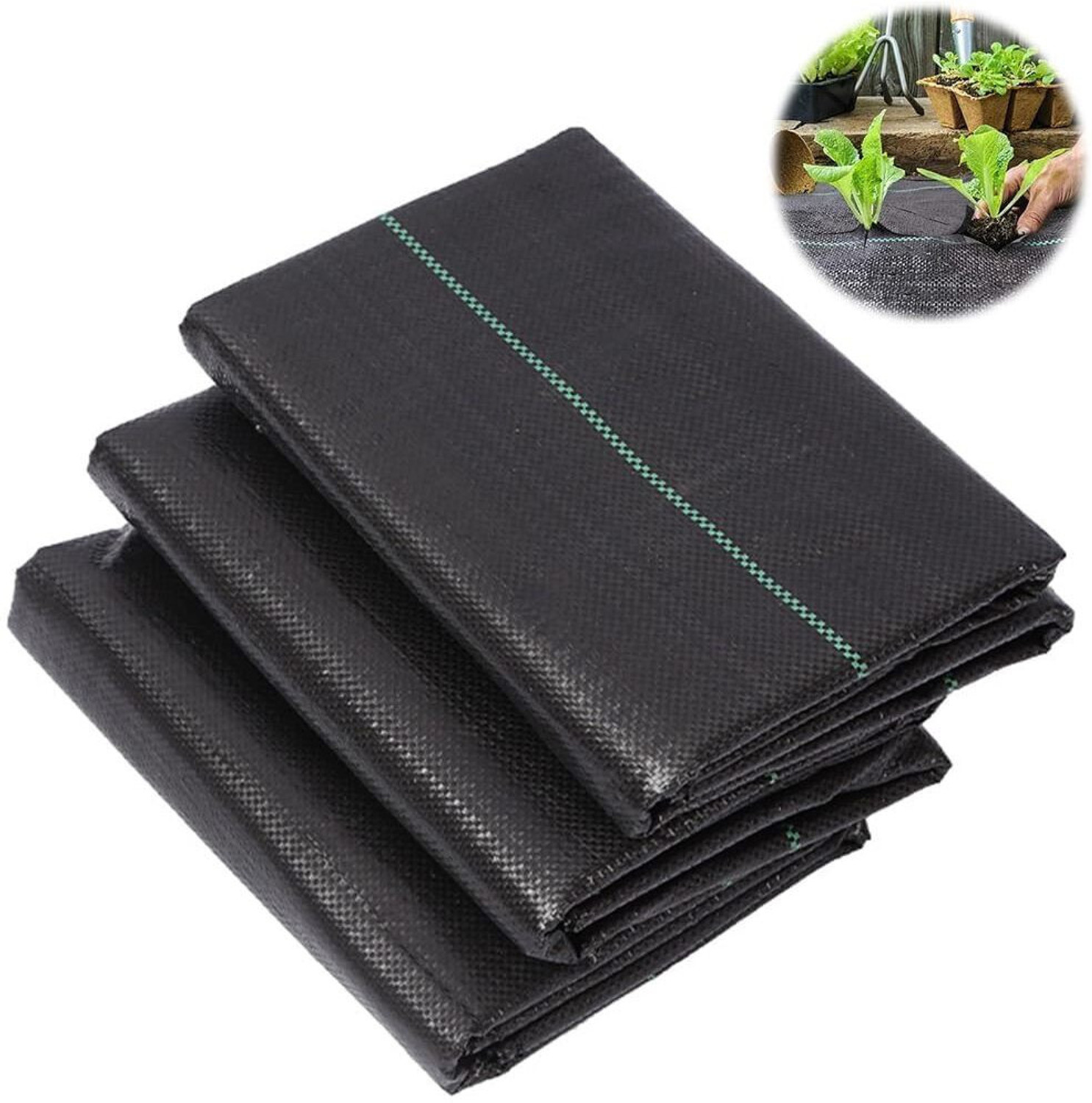 Image of HHBR Weed Mat 0.6*5 Meter Length 110 GSM Garden Weed Fabric Heavy-Duty Weed Block Garden Mulch