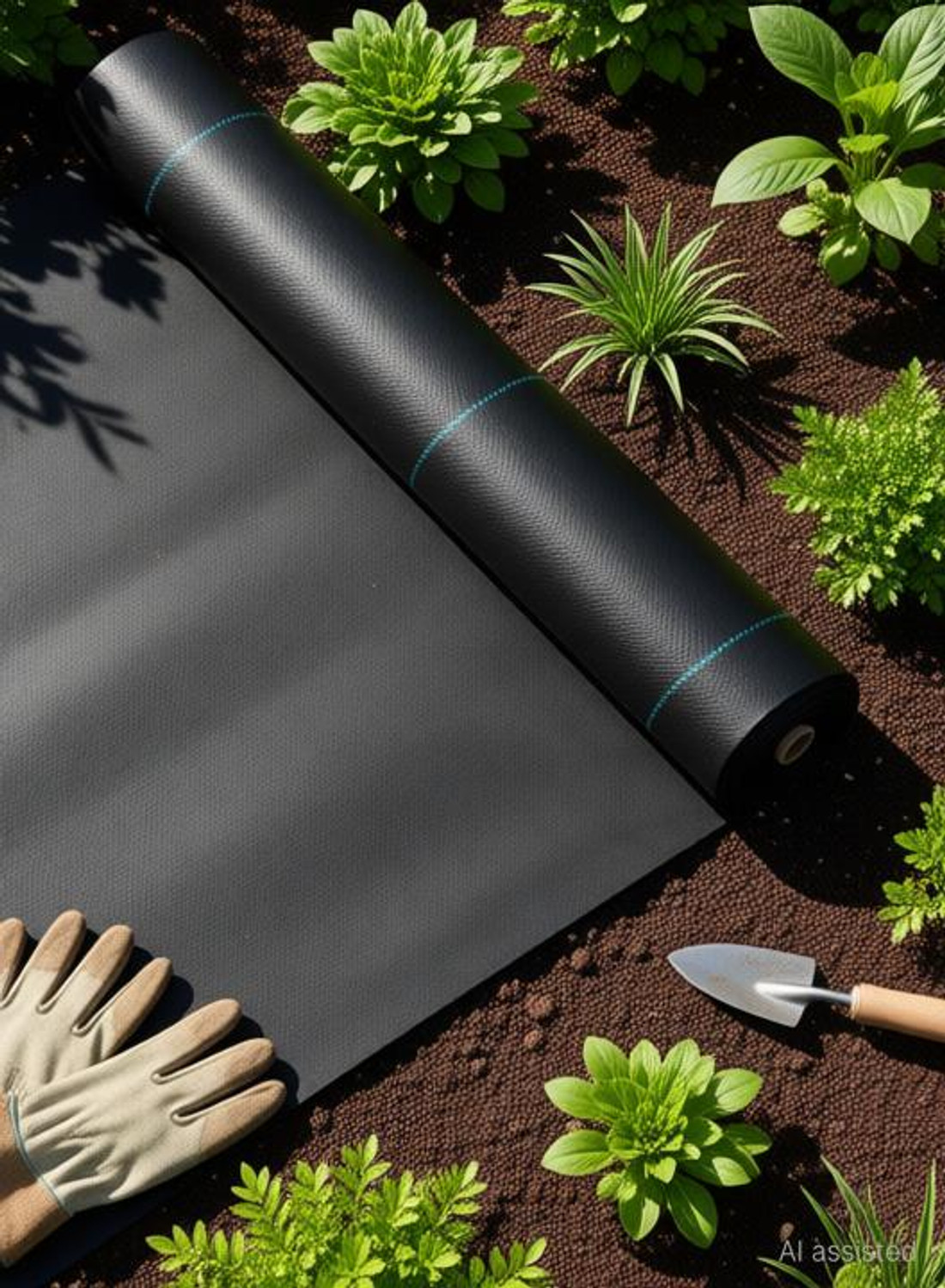 Image of HHBR Weed Mat 0.6*5 Meter Length 110 GSM Garden Weed Fabric Heavy-Duty Weed Block Garden Mulch