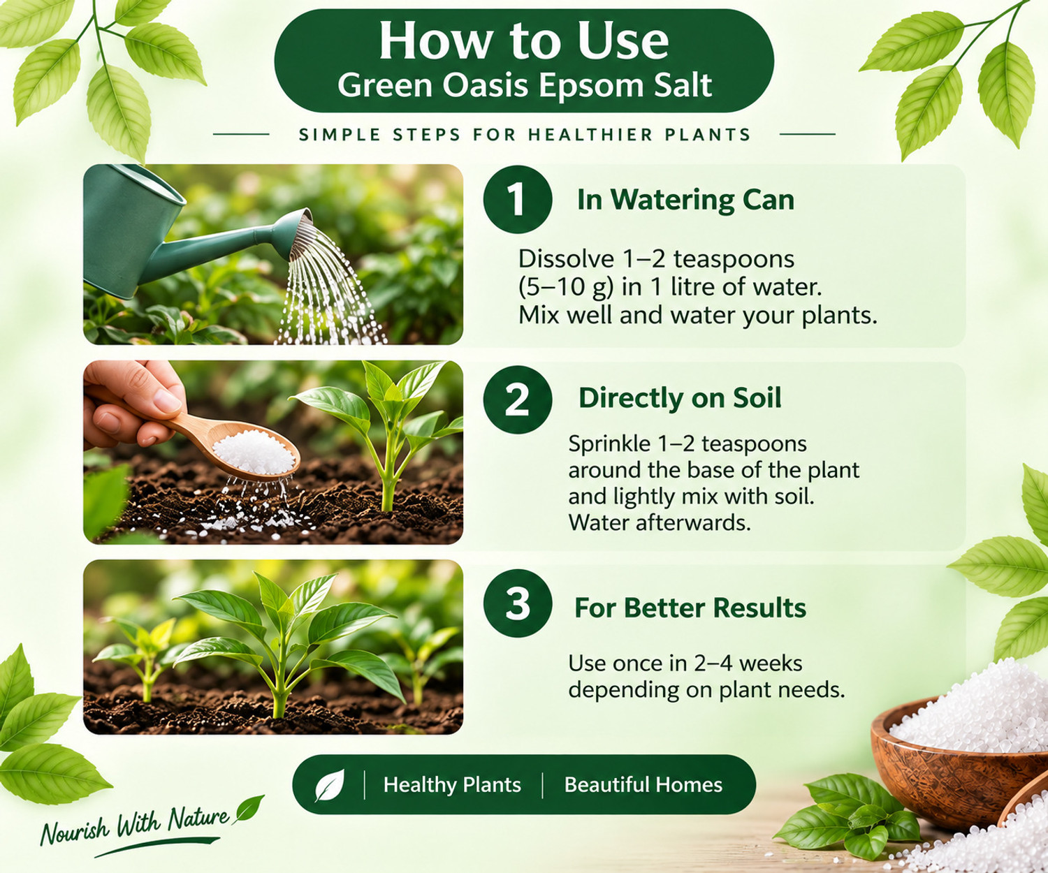 Image of Greenoasis Green Oasis Epsom Salt for Plants 1 Kg | Magnesium Sulphate Fertilizer Garden Mulch (Green 1 kg)