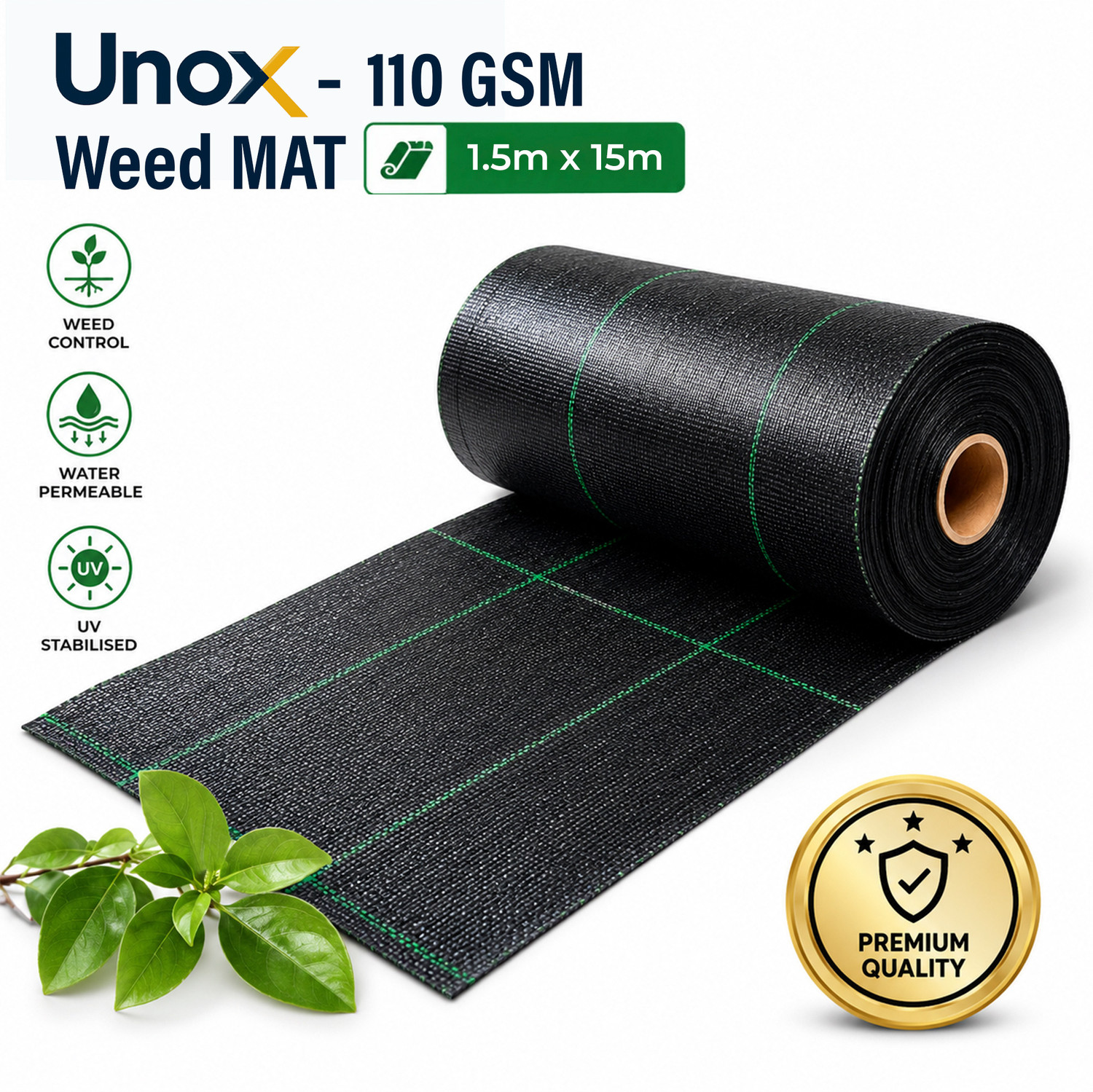Image of UNOX Weedmat 1.5m x 15m 110 GSM Garden Mulch