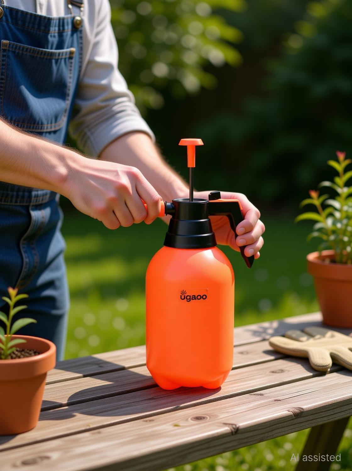 Image of UGAOO Pressure Spray Orange Plastic Pump 2 L Hand Held Sprayer