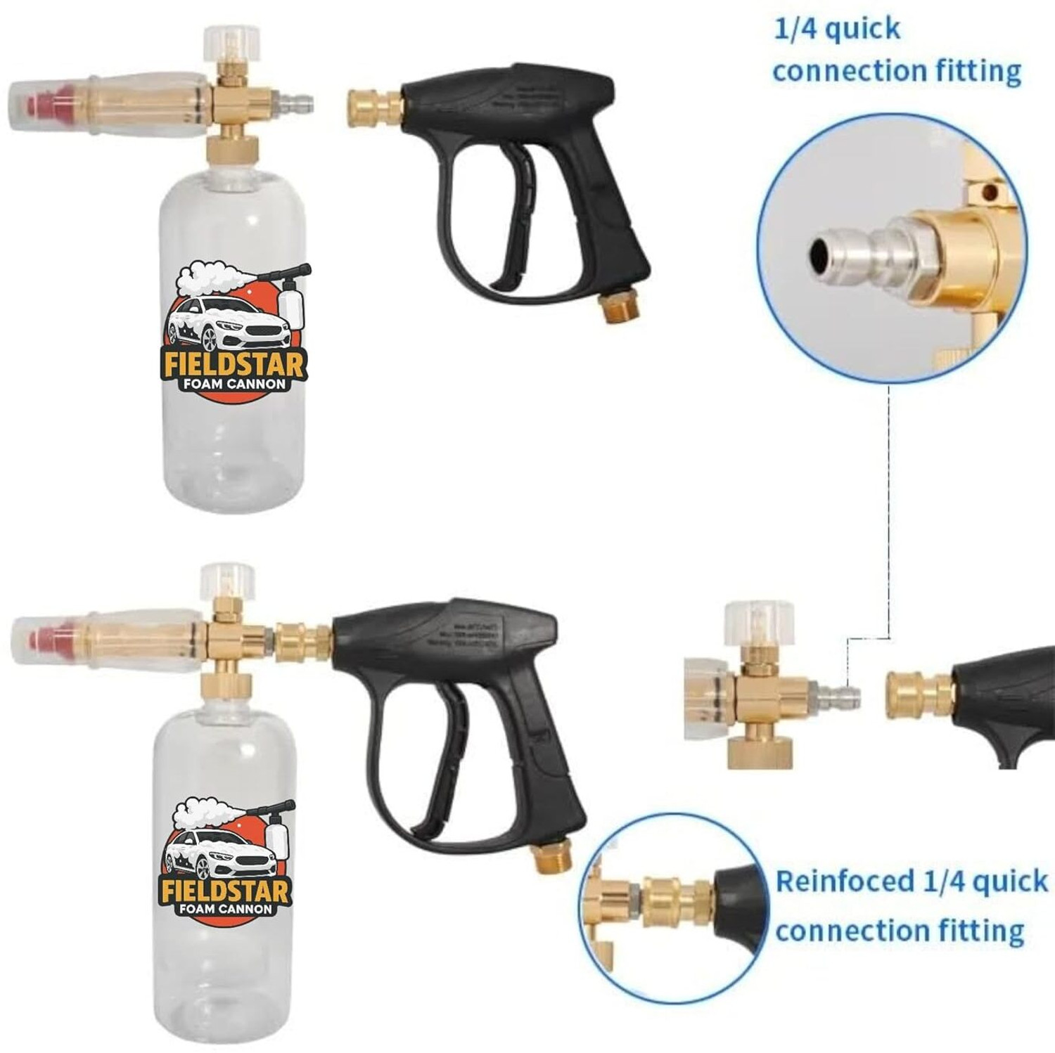 Image of Fieldstar Foam Cannon Snow Lance Brass Body 1L Tank | 4000 PSI Pressure Washers Compatible Pressure Washer