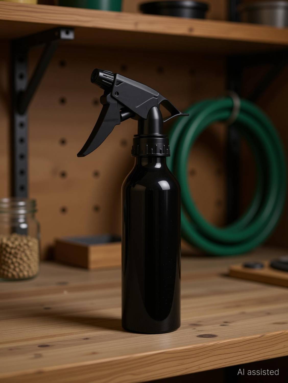 AKR Multi-Use Home Garden Saloon Air Pressure Water Mist Spray Metal Bottle (black) 0.5 L Hand Held Sprayer