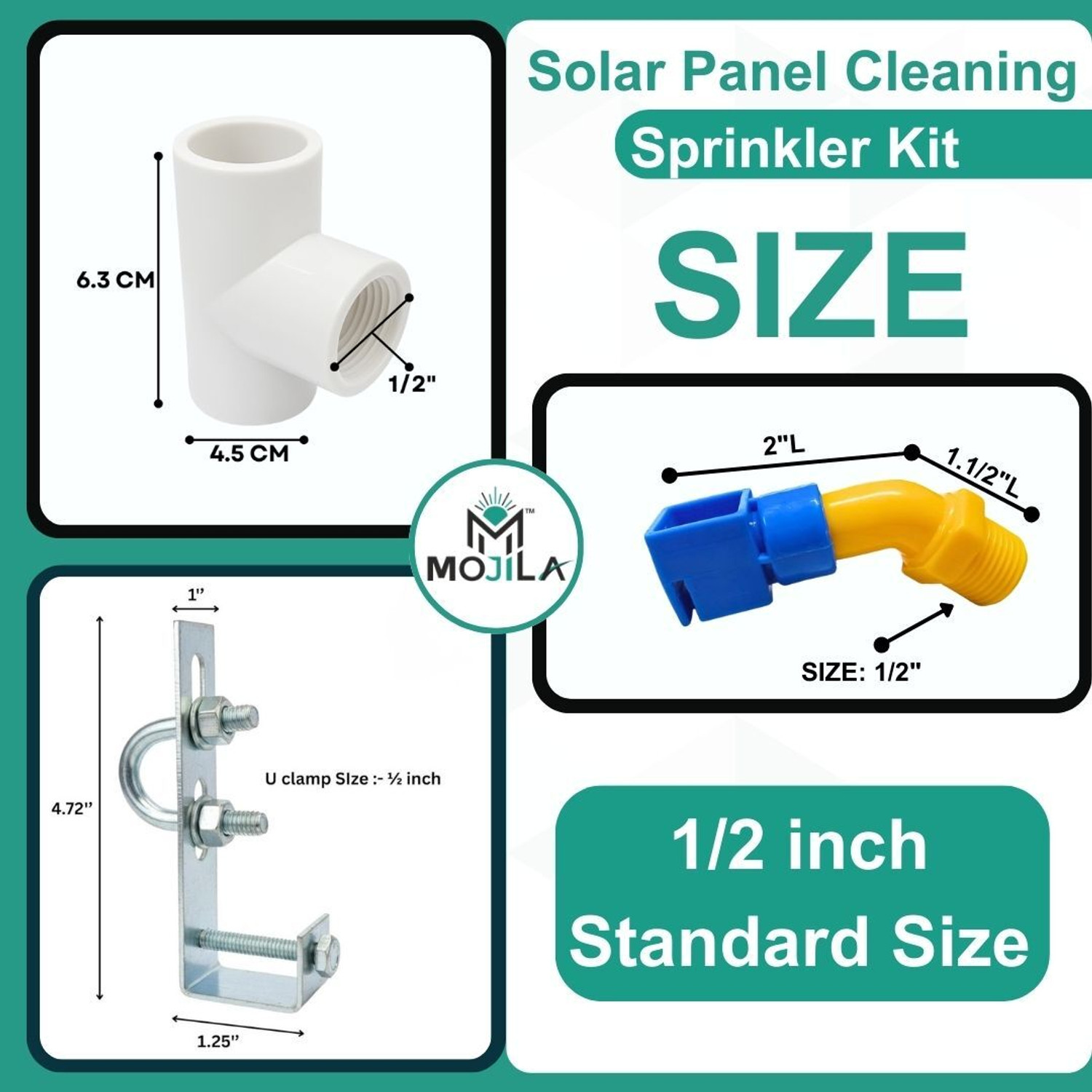 Image of MOJILA Solar Panel Cleaning Kit - 1 /2 Inch PVC Sprinkler, Tee, Clamps 1 L Backpack Sprayer