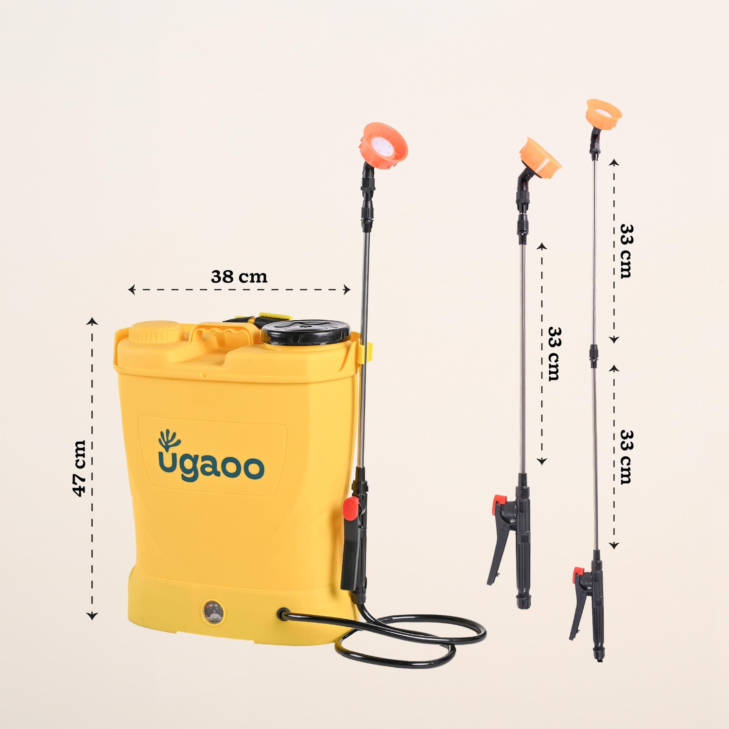 Image of UGAOO Agriculture Battery Sprayer Pump 16L | 12V /8Ah with SS Lance & 4 Nozzles 16 L Backpack Sprayer