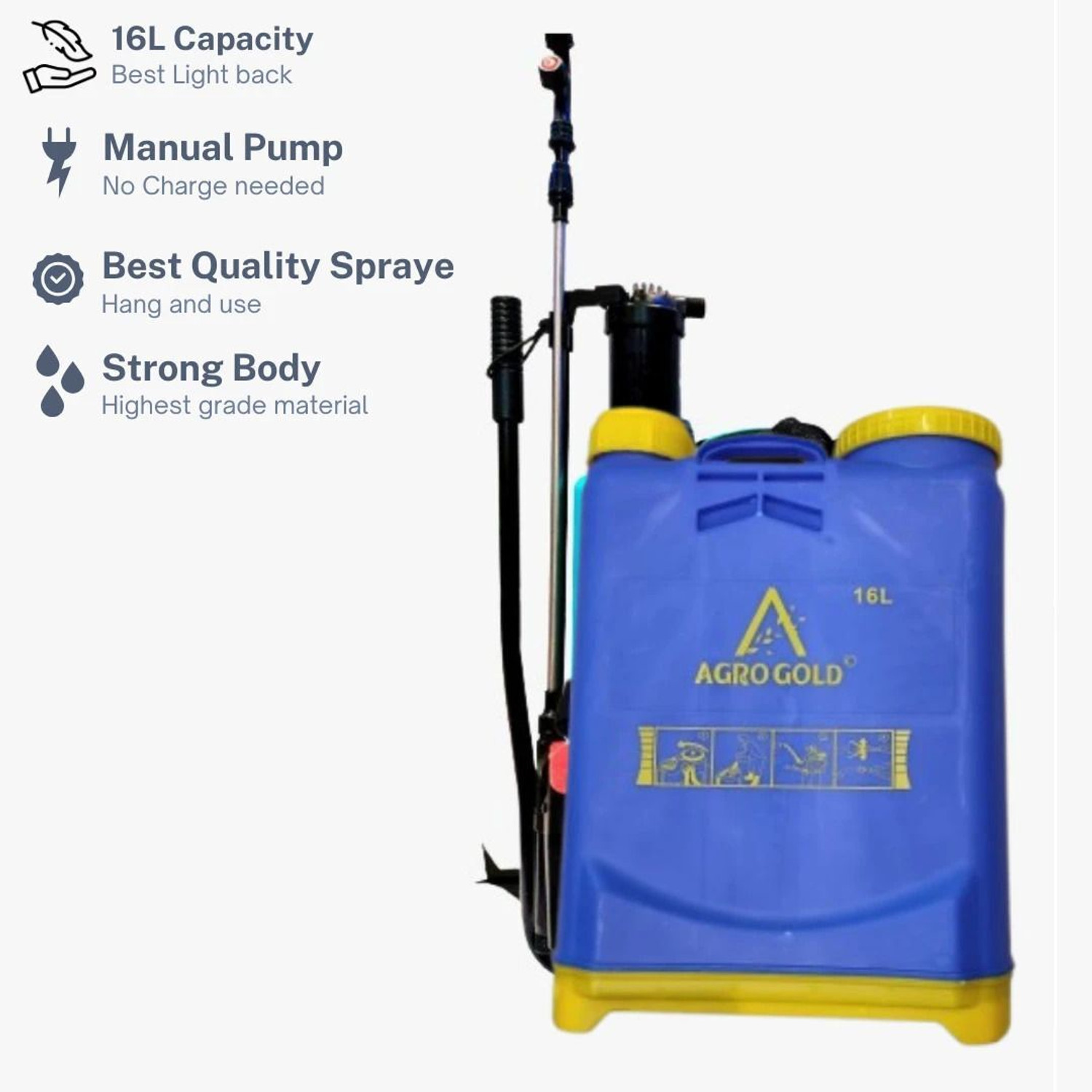 Image of AgroGold MANUAL SPRAYER FOR AGRICULTURE 7 DAY WARRANTY KNAPSACK GARDEN SPRAYER MACHINE 35 16 L Backpack Sprayer (Pack of 1)