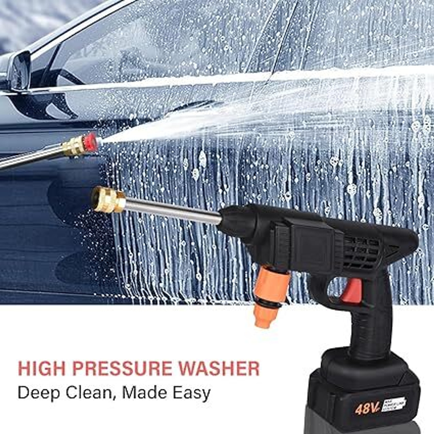 Image of Washify Wireless High Pressure Car Washer&Car Cleaning 48V Rechargeable Pressure Washer 2 L Hand Held Sprayer