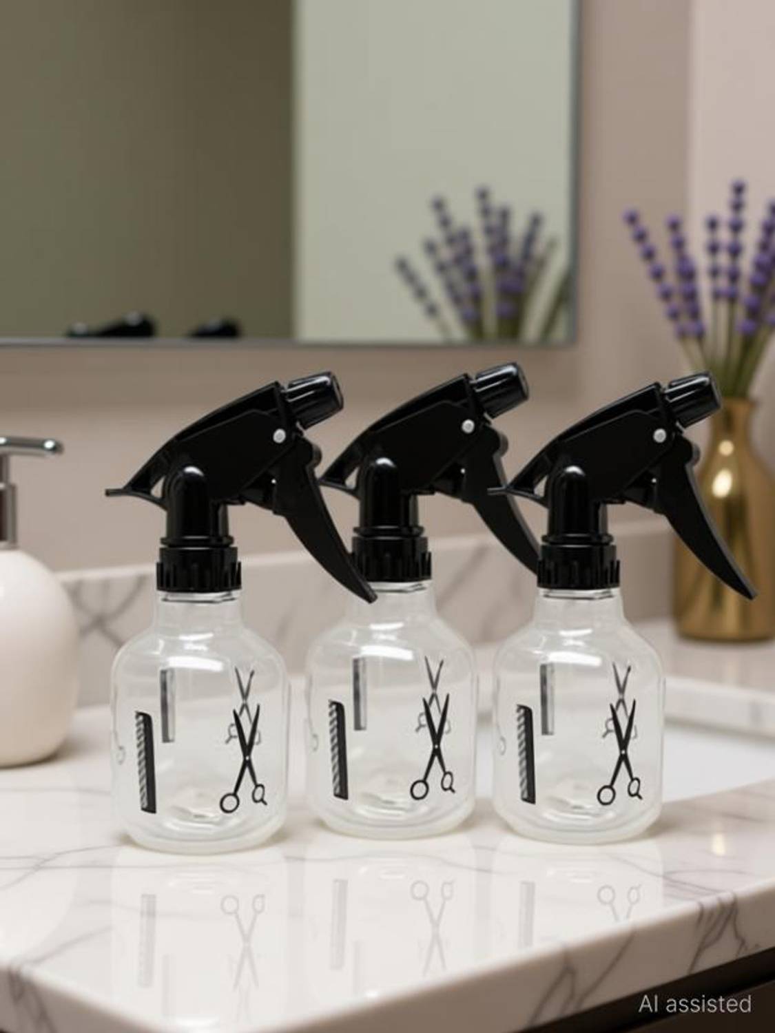 AKR Multi-Use Home Garden Saloon Air Pressure Water Mist Spray plastic Bottle (scissor print ) 0.4 L (set of 3) 0.4 L Hand Held Sprayer