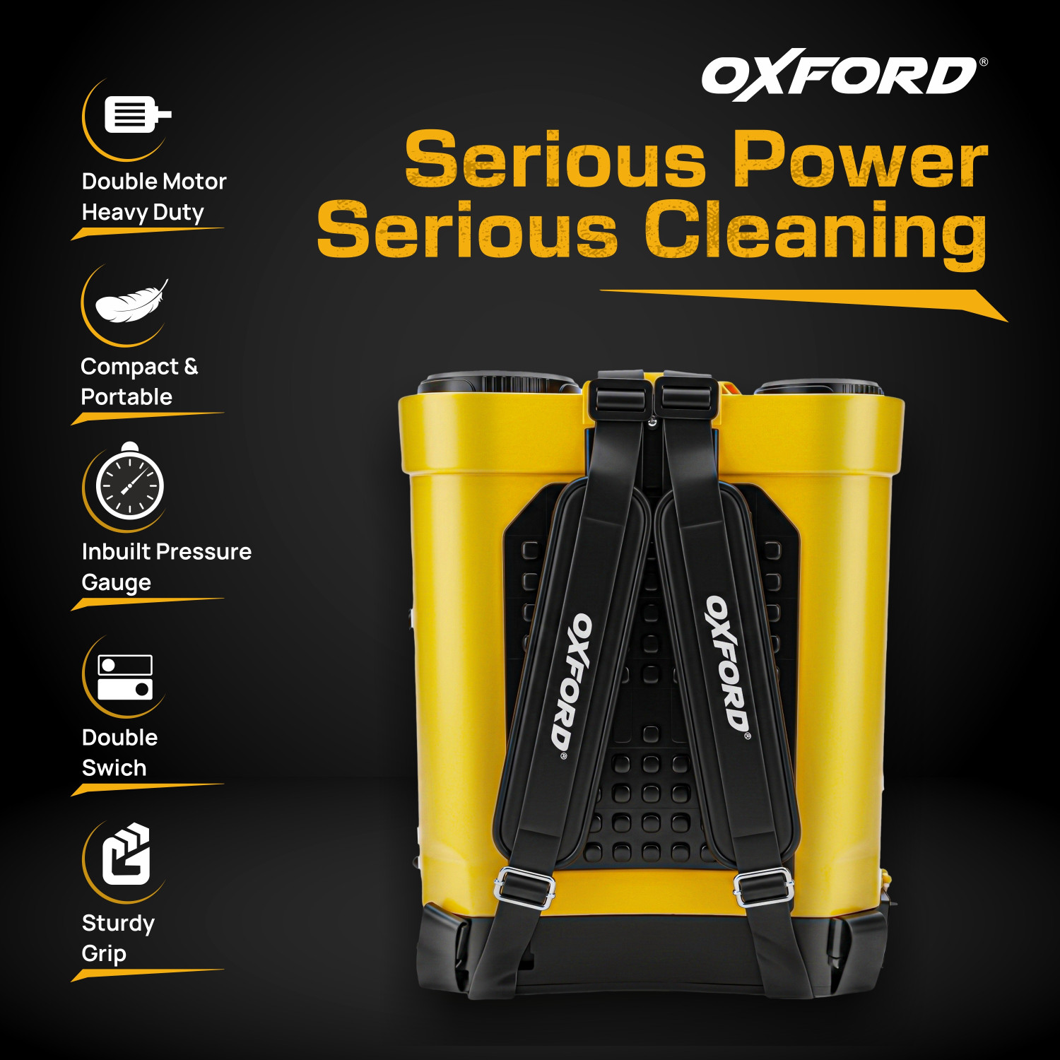 Image of OXFORD DOB-2008 20L Battery Operated Agricultural Sprayer Double Motor, Dual Switch 20 L Backpack Sprayer