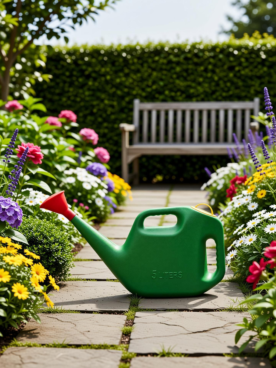 Image of Antier Enterprises AE-100 Premium Quality Plastic Green Sky Bird Watering Can for plants / Garden 5 L Hand Held Sprayer