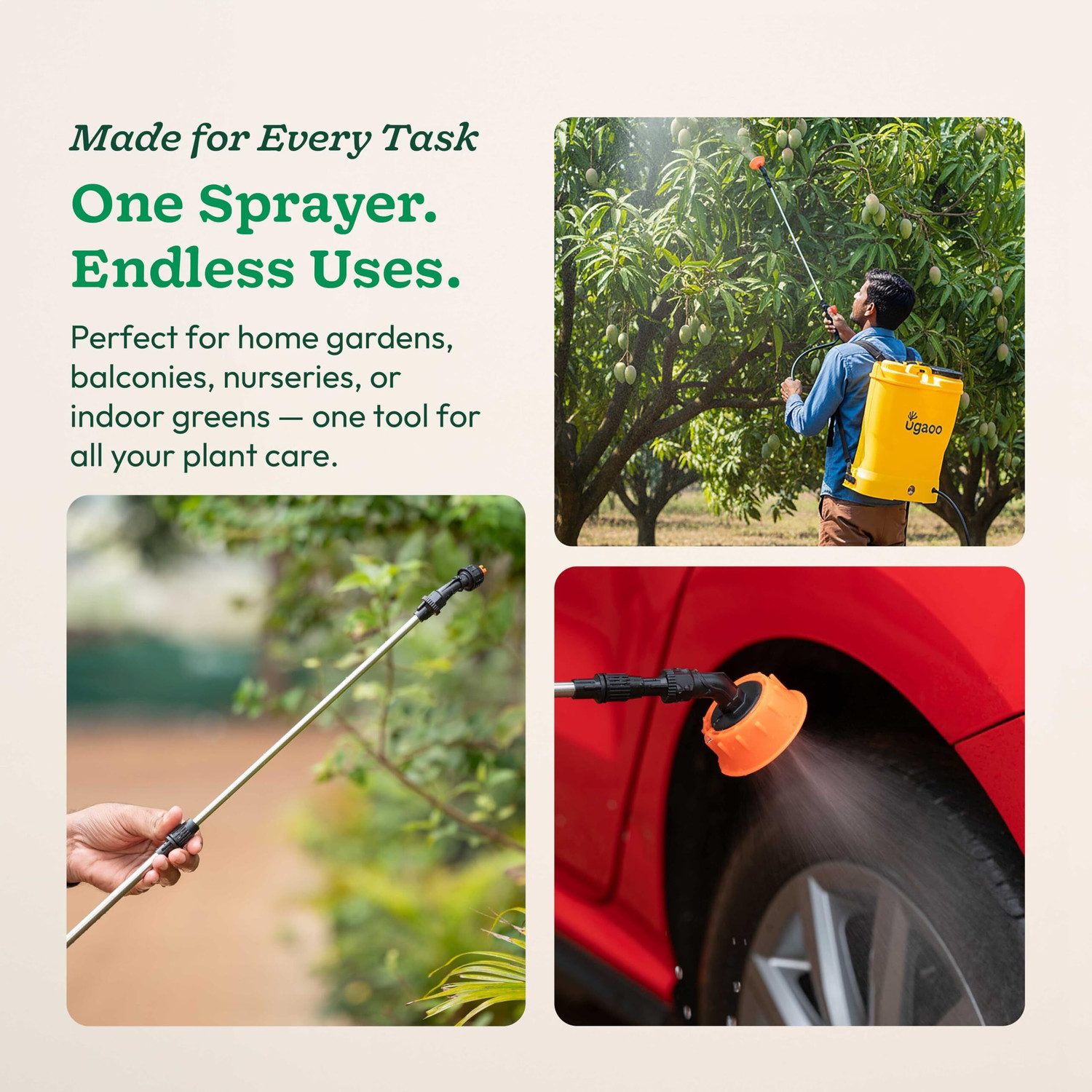 Image of UGAOO Agriculture Battery Sprayer Pump 16L | 12V /8Ah with SS Lance & 4 Nozzles 16 L Backpack Sprayer