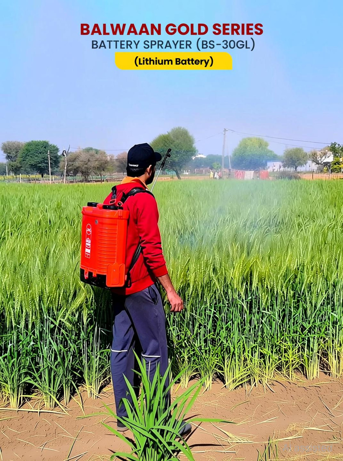 Image of Balwaan Krishi Gold Series Battery Sprayer BS-30GL | Agriculture Sprayer 12Vx 12A Double Motor 20 L Backpack Sprayer