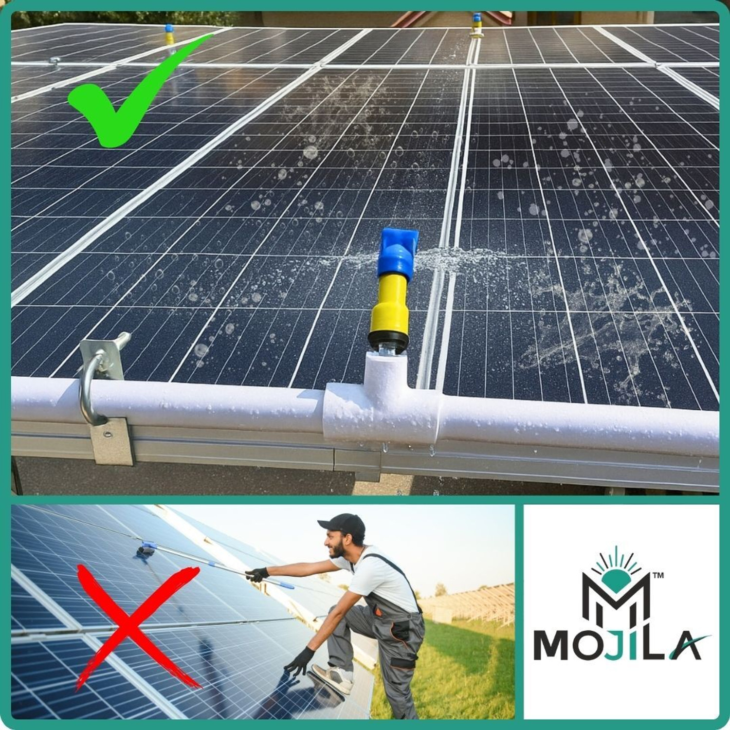Image of MOJILA Solar Panel Cleaning Kit - 1 /2 Inch PVC Sprinkler, Tee, Clamps 1 L Backpack Sprayer