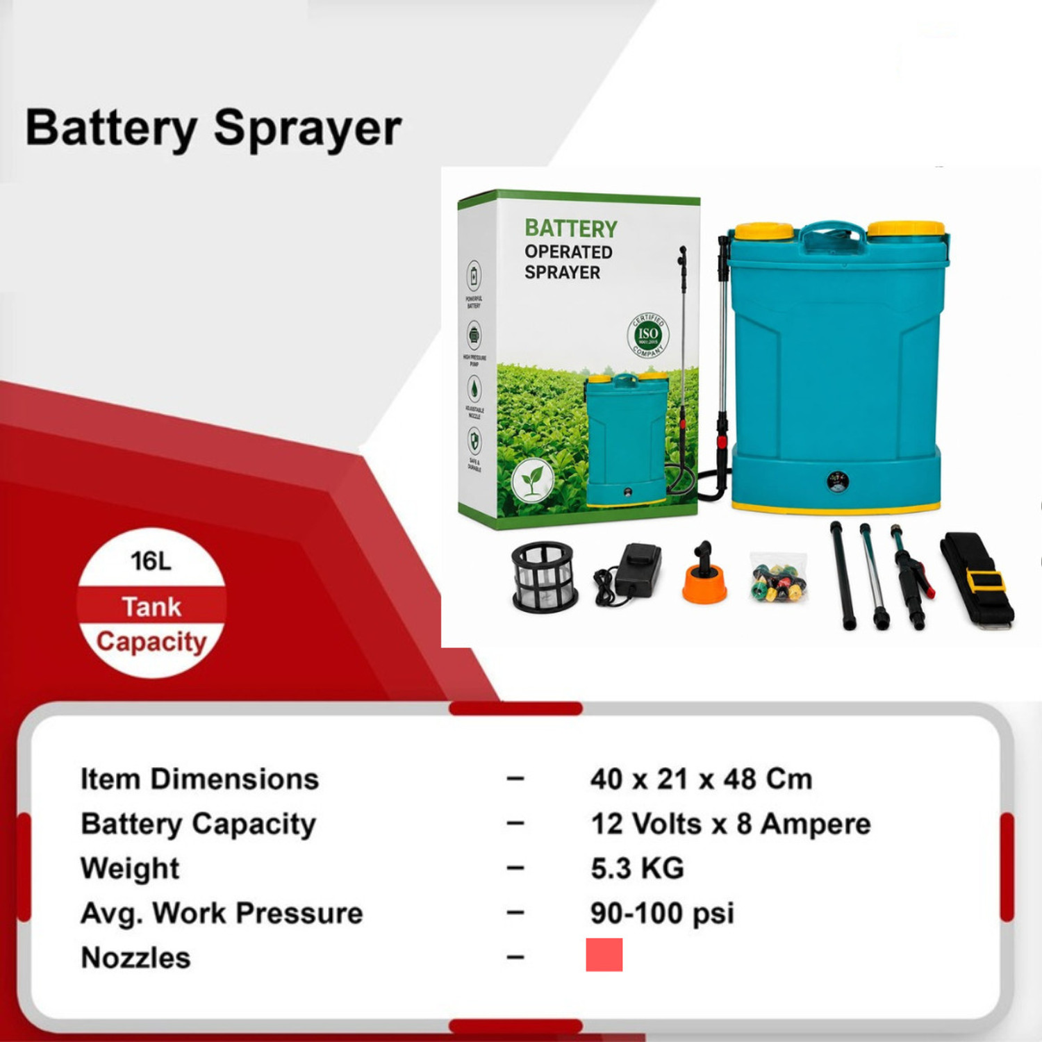 Image of Zappfresh Spray Machine Battery Agriculture spray pump 12 V battery ISO garden sprayer -38 16 L Backpack Sprayer