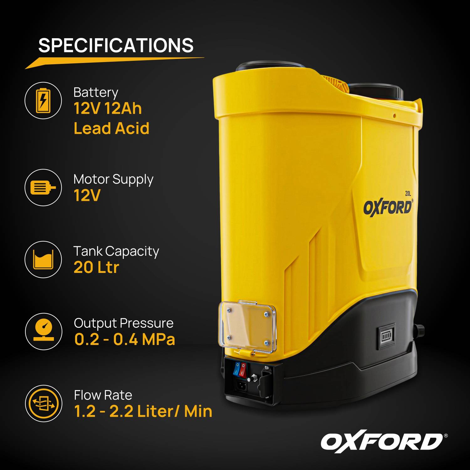 OXFORD DOB-2008 20L Battery Operated Agricultural Backpack Sprayer - Image 3
