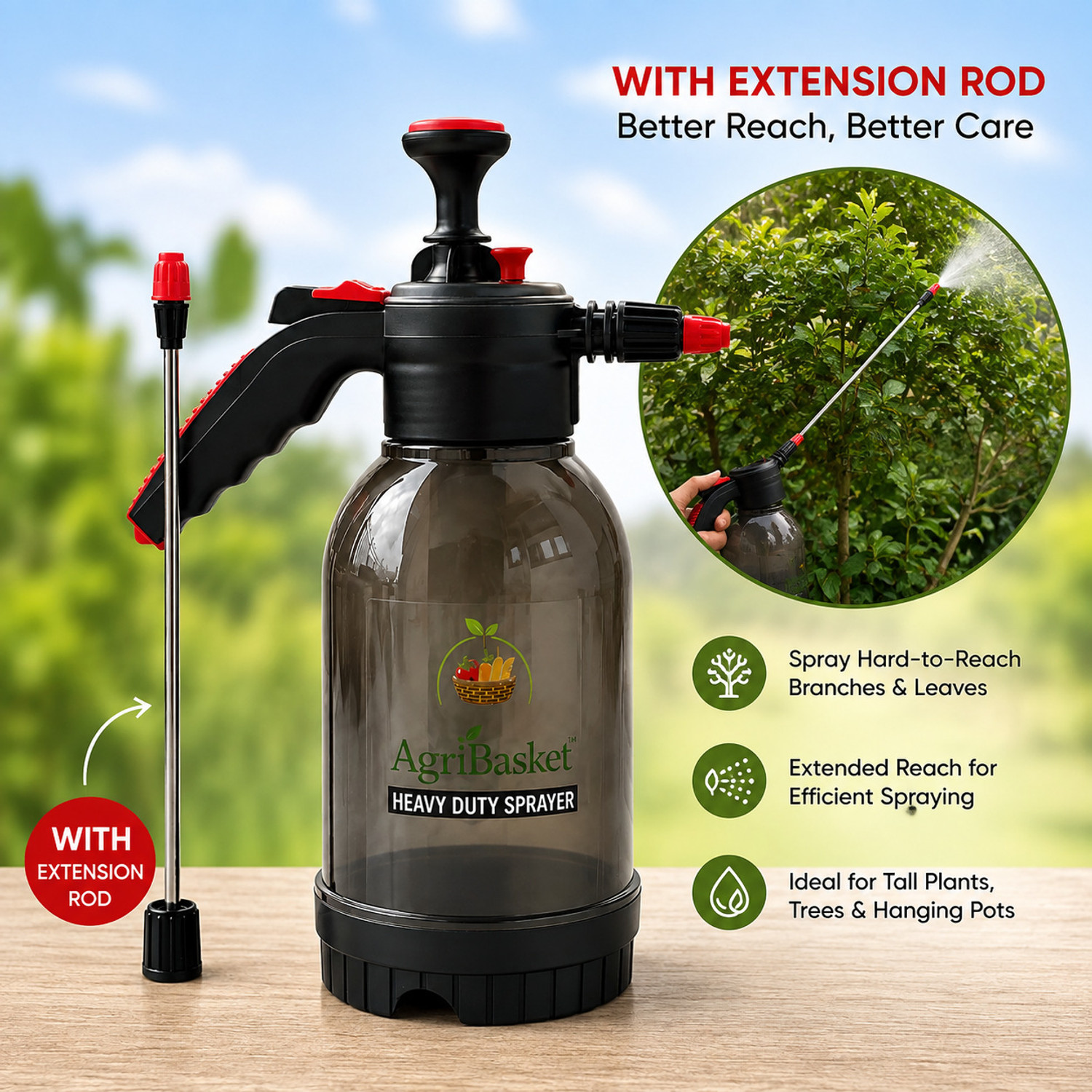 Image of Agribasket 2L Spray Pump Black with Rod 2 L Hand Held Sprayer