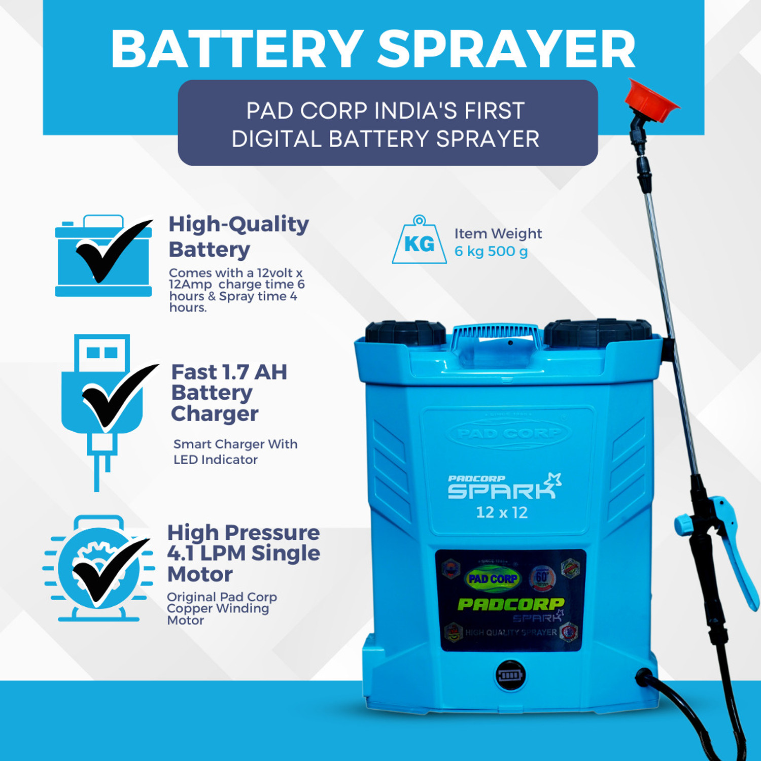 Image of pad corp SPARK 12VX12AH 16 LITER TANK 16 L Backpack Sprayer