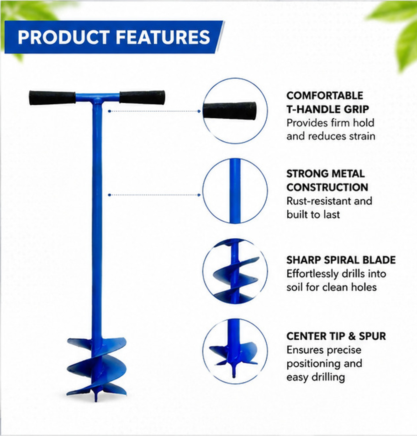 Image of SKS AGRICO Heavy Duty 4 Inch Manual Earth Auger Garden Tool Kit