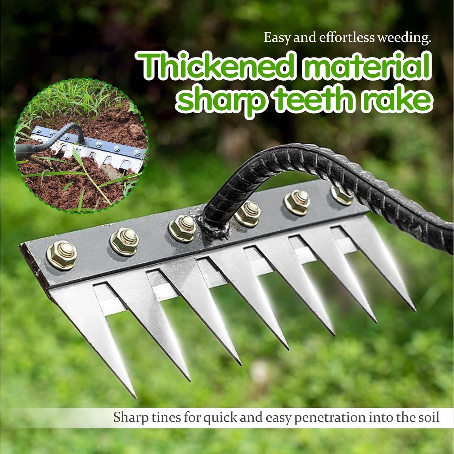 Image of REDBUILD WEEDING RAKE 8 TEETH , HIGH CARBON STEEL Weeding Rake