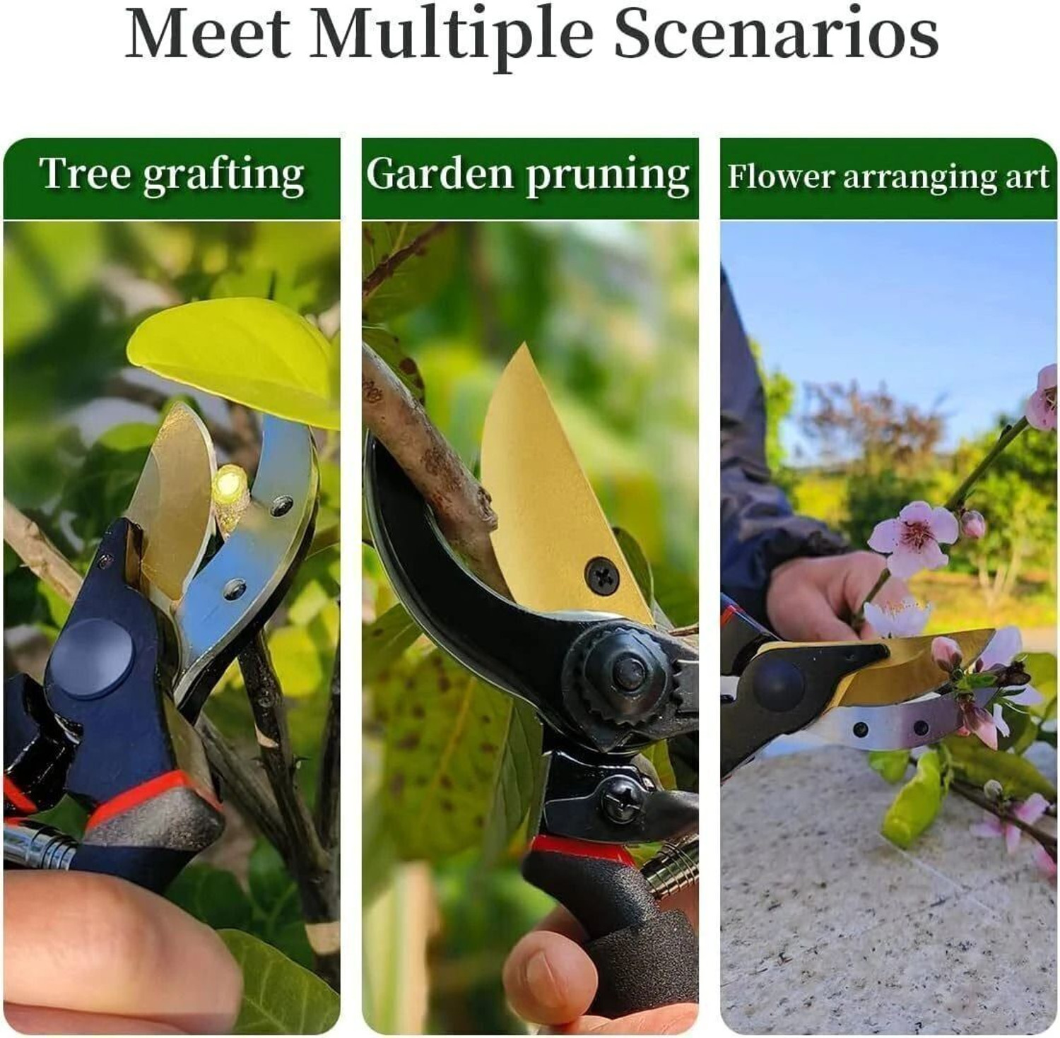 Image of MESWAN Premium Heavy Duty 8 inch Garden Pruning Sharp Scissors Plant Bypass Pruner Cutter Garden Tool Kit