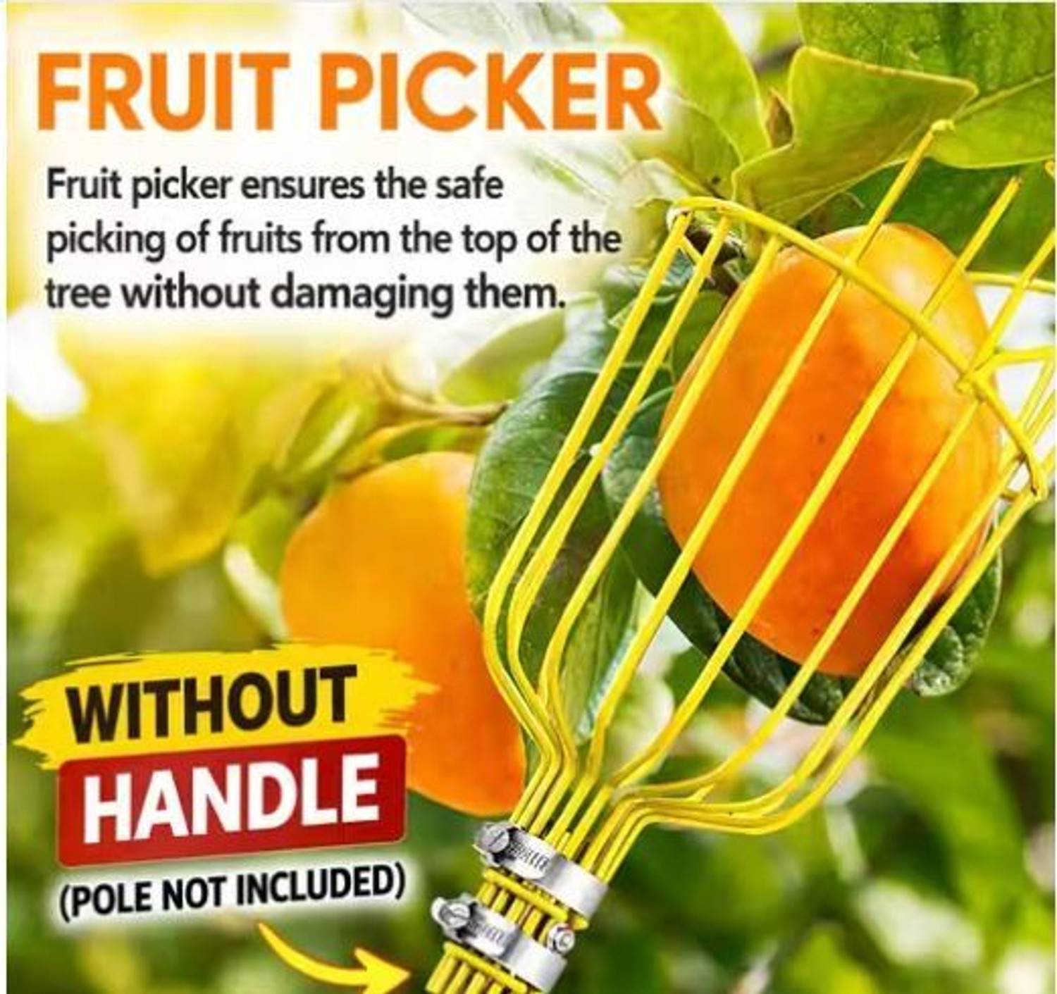 Image of SAS Fruit Picker Head | Fruit and Mango Plucker Basket for Tree Harvesting Garden Garden Tool Kit