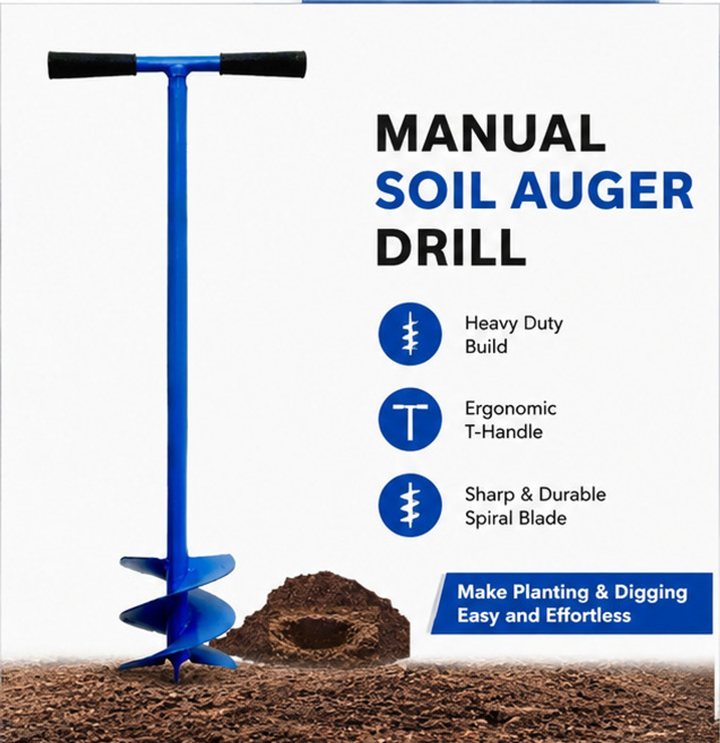 Image of SKS AGRICO Heavy Duty 4 Inch Manual Earth Auger Garden Tool Kit