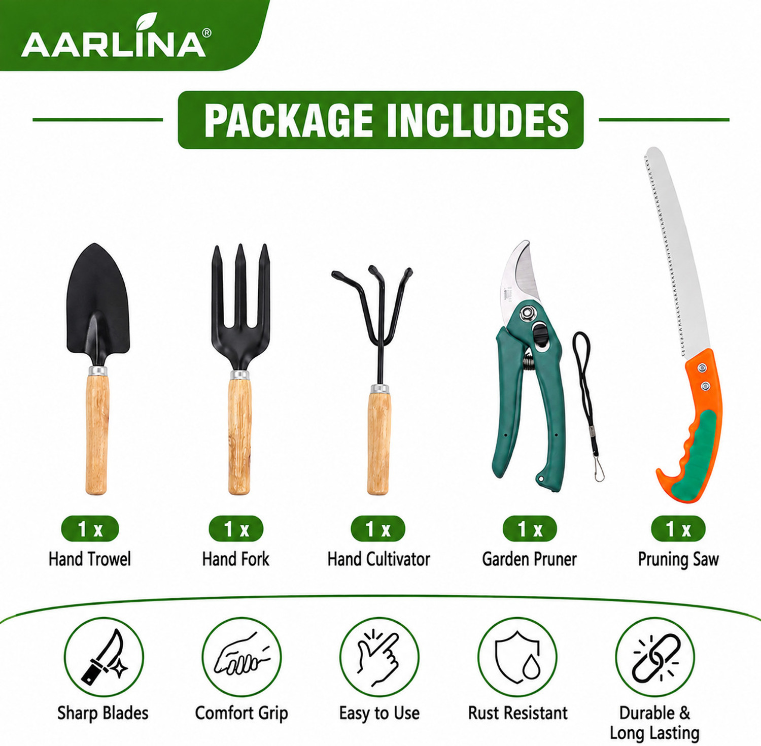 Image of Shahid Creation 3PC GARDENING TOOLS 1PC HAND CULTIVATOR, 1PCTROWEL, 1PC FORK WITH PRUNER AND SAW Garden Tool Kit