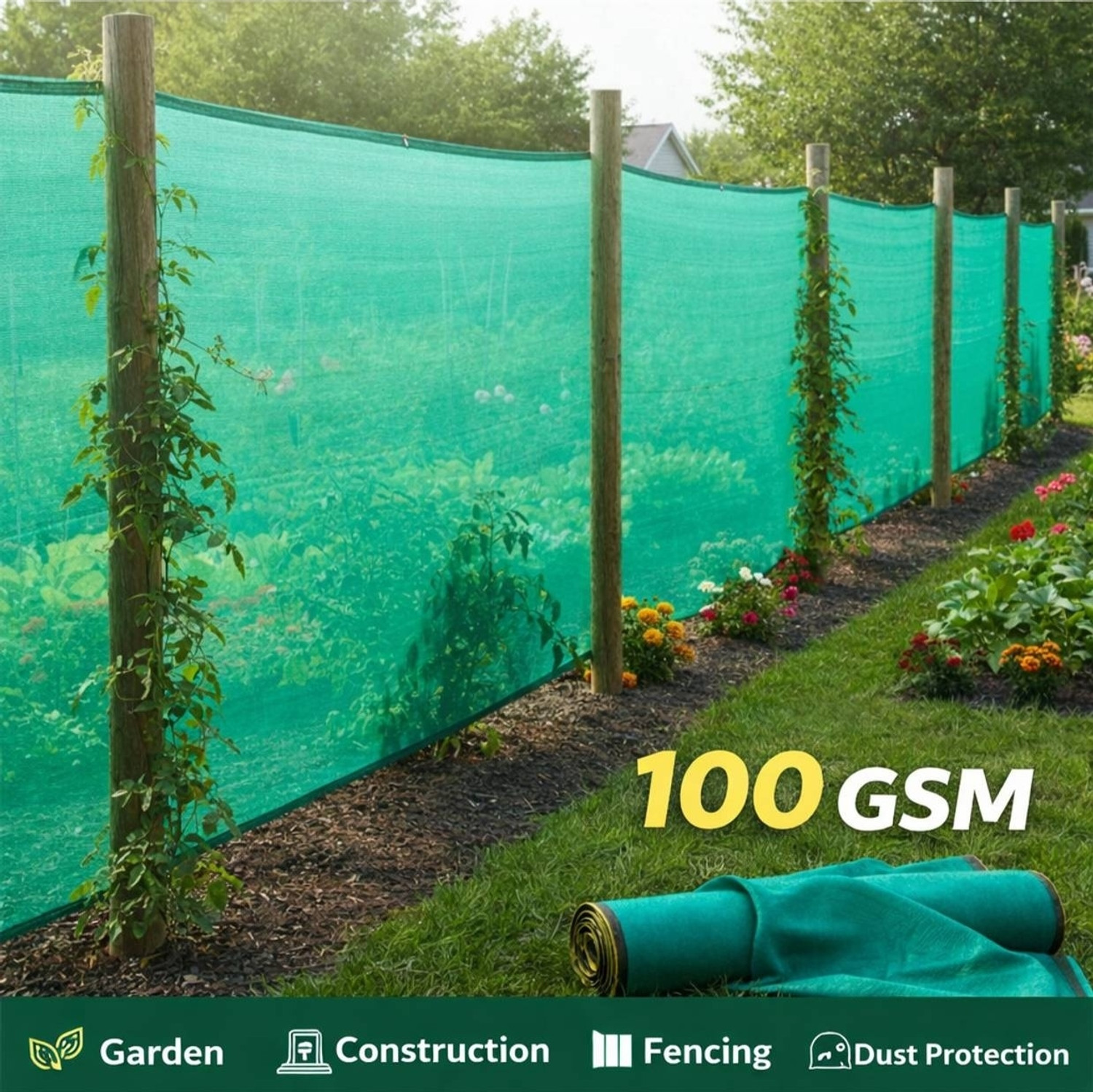 Image of Use way Green Net(5Ft x 24Ft)- 75% Sunlight Block Multipurpose For Garden /Balcony Garden Tool Kit