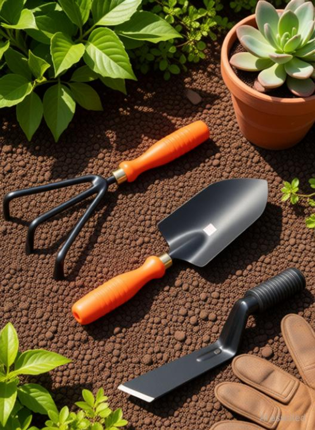 Image of Green India Garden tool Khurpi, Big Trowel and Cultivator Garden Tool Kit