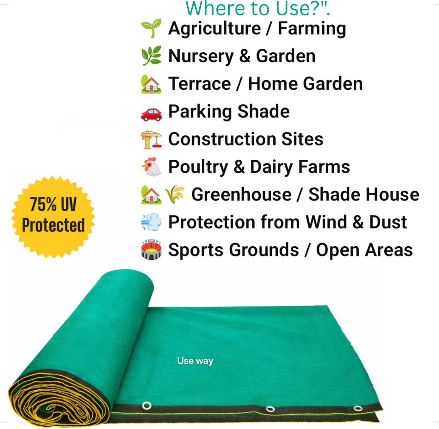 Image of Use way Green Net(5Ft x 24Ft)- 75% Sunlight Block Multipurpose For Garden /Balcony Garden Tool Kit