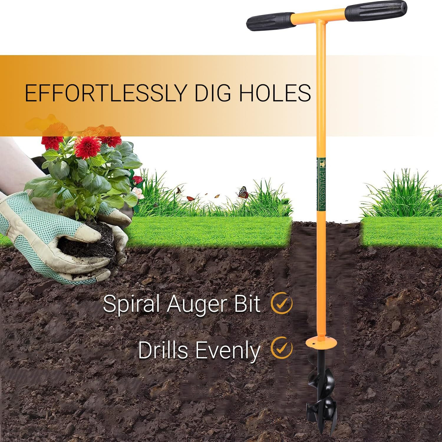 Image of FALCON FPHD-1902 POST HOLE DIGGER /AUGER Garden Tool Kit