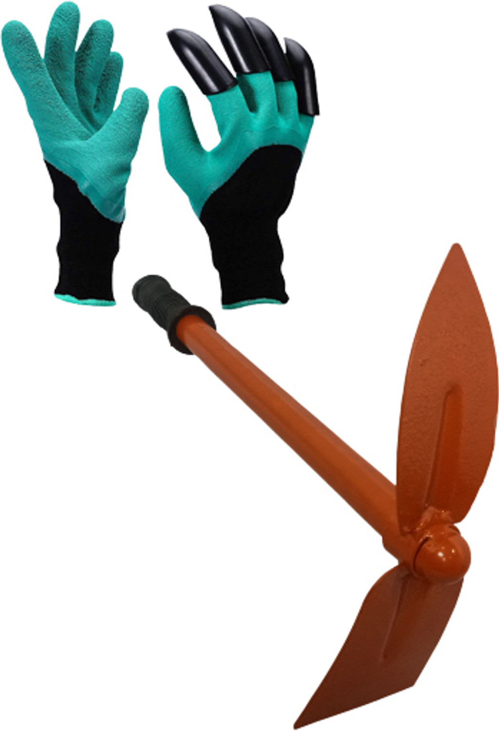Image of MEENA ENTERPRISES Pack of 2 Two in One Tiller Digging Tool,n Gloves Clown, Home Gardening Tools Garden Tool Kit
