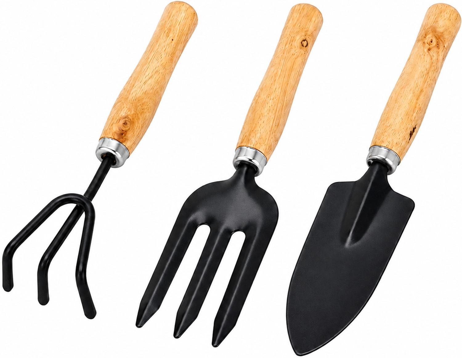 Image of TWENOZ 3 PC GARDENING TOOLS WOODEN HANDLE Garden Tool Kit
