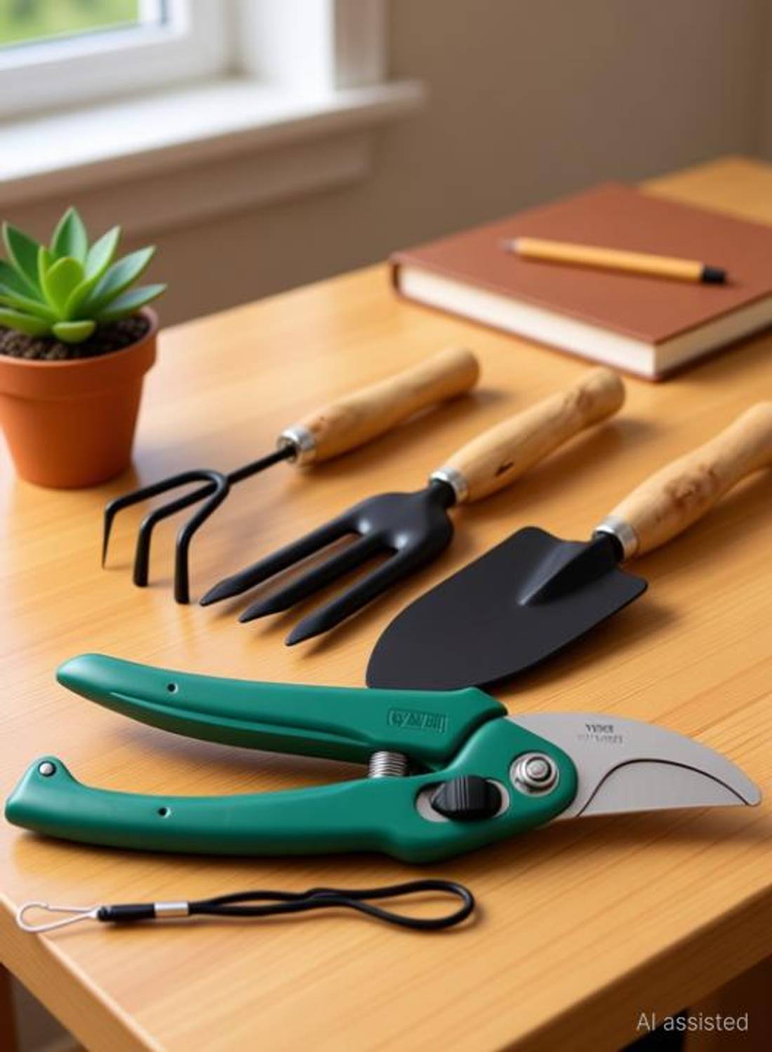 AARAV Garden Tool Set Big Trowel, Hand Fork, Hand Rake & Pruner/Cutter for Gardening Garden Tool Kit