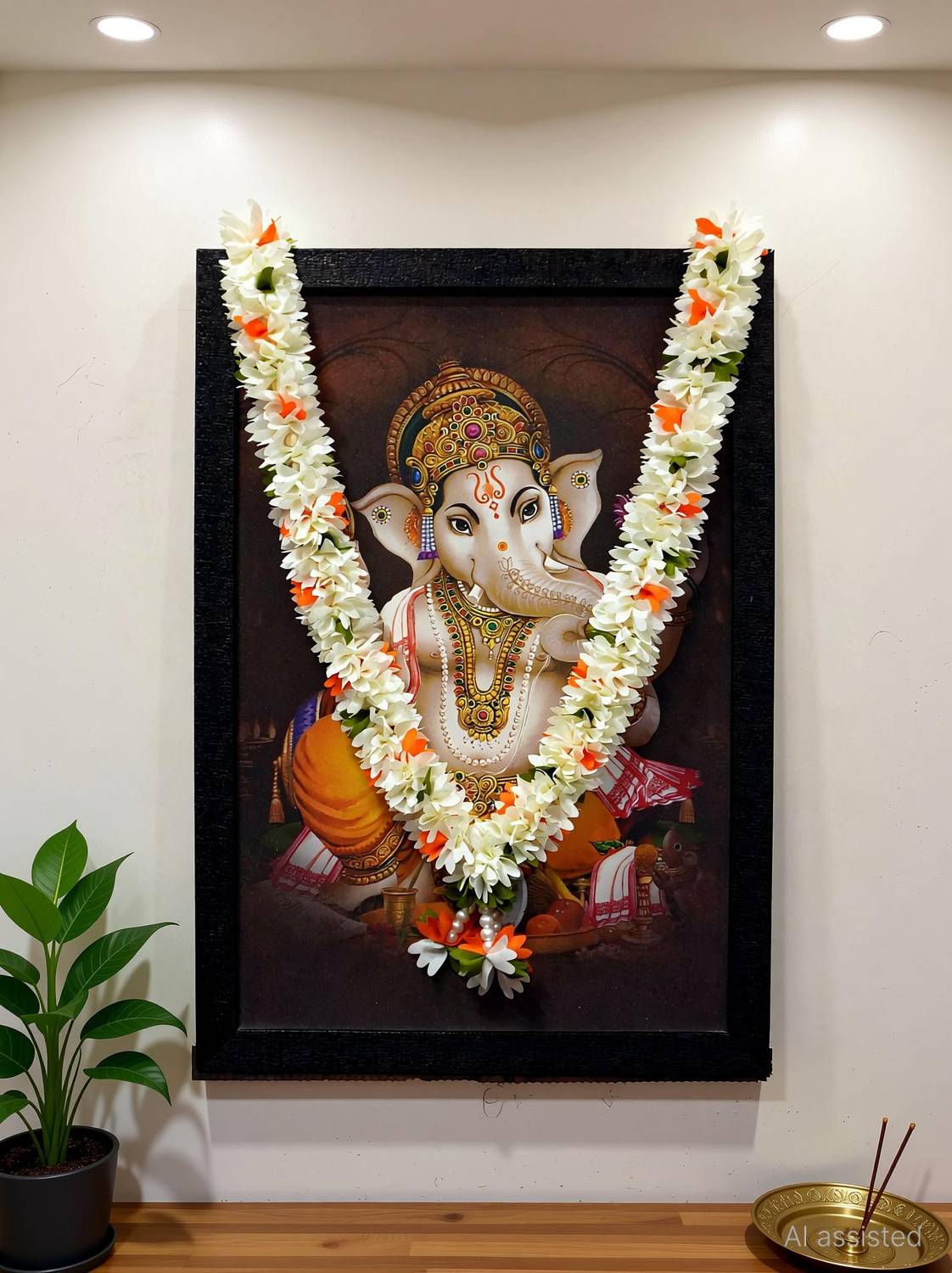 Shri Krishna Store 40 Inches Flower Garland Home Decor Drama Costume Photo Frame Wedding God Idol Soft Fabric Garland